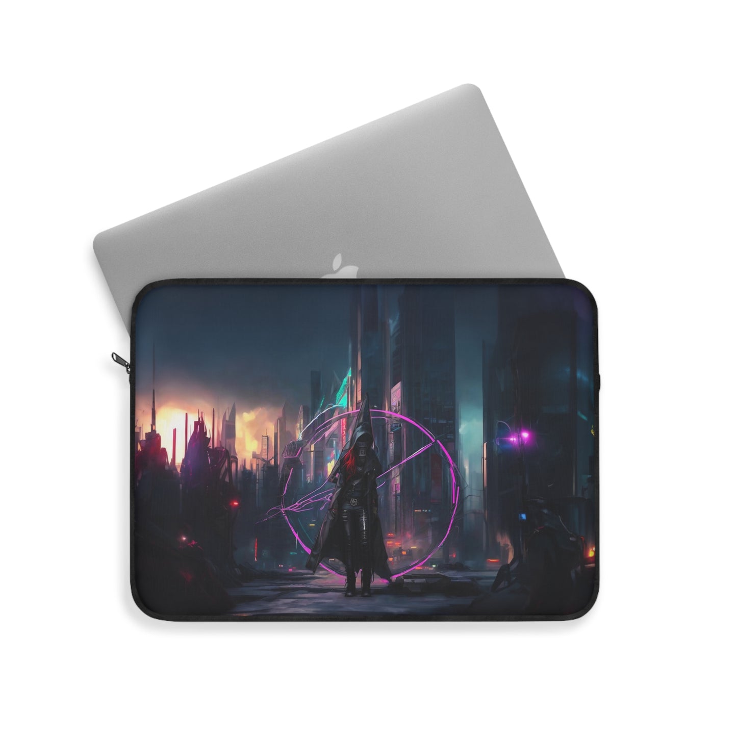 Technomancer's Ward, Cyberpunk Mage Laptop Sleeve, Anarchy Girl, aesthetic laptop, soft laptop sleeve, soft macbook case, anarchy symbol