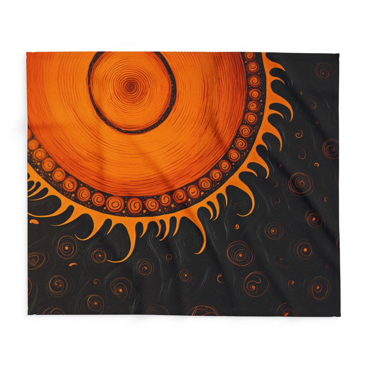 Flaming Sun Blanket Arctic Fleece Blanket Orange Black Fuzzy Blanket Warm Blanket Soft Blanket Boho Sun Trippy