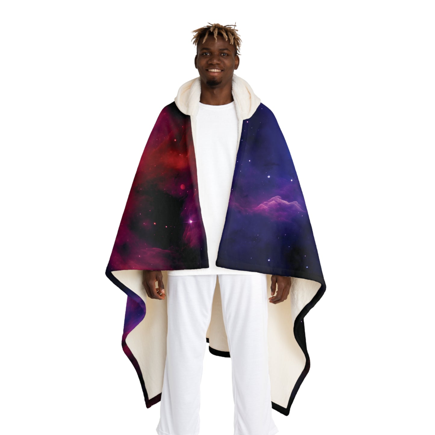 Galaxy Hooded Sherpa Fleece Blanket Cozy Hooded Blanket Warm Hood Snuggle Up Nebula Blanket Outer Space Fleece