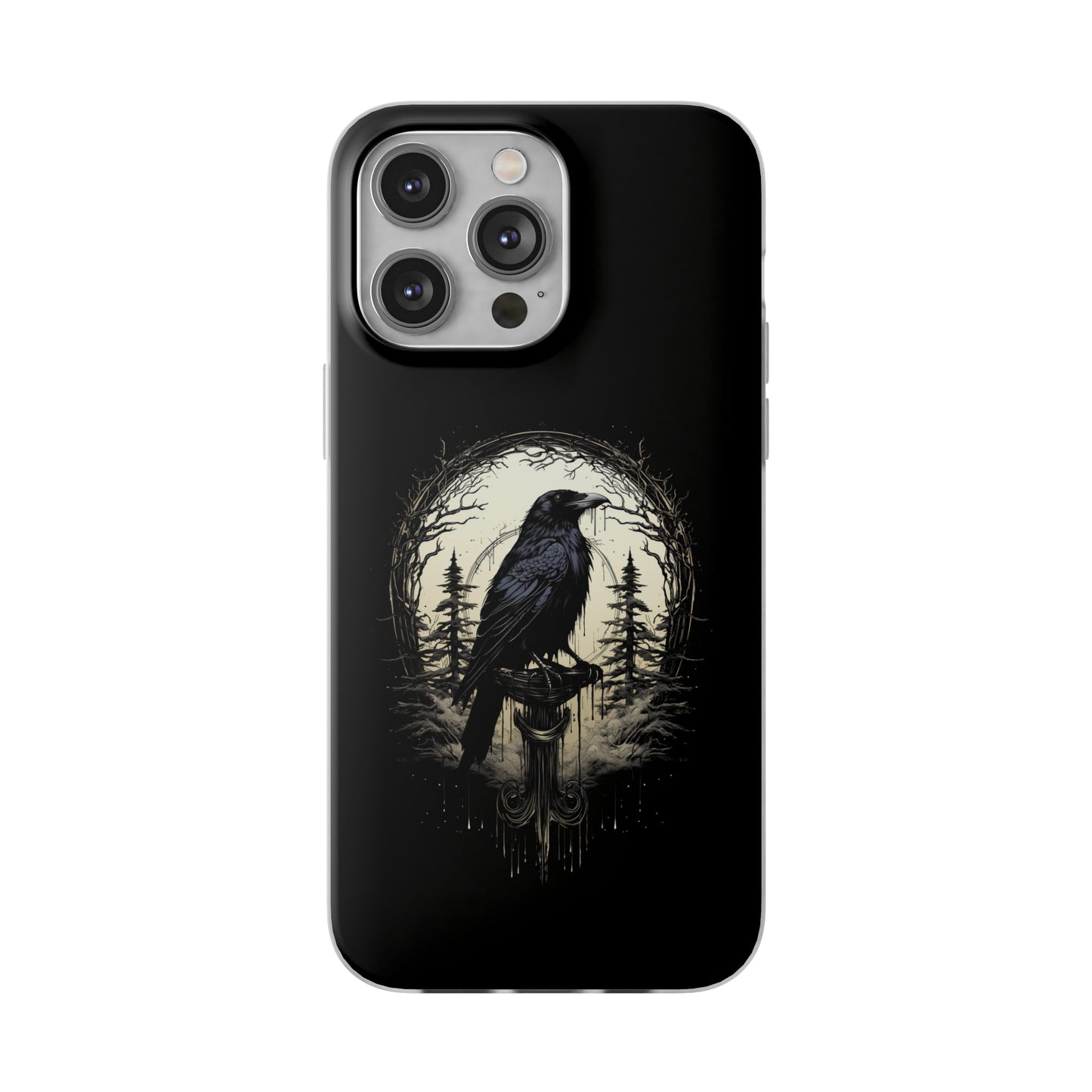 Night's Sentinel Goth Raven Phone Case for iPhone 13 14 pro max Galaxy s22 s23 ultra - optional gift box -dark academia black phone case