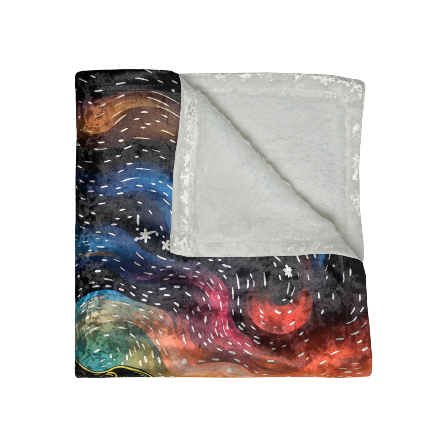 Starry Doggo Crushed Velvet Blanket Snuggly 50 x 60 Whimsical Rainbow Dog Comfy Throw Blanket