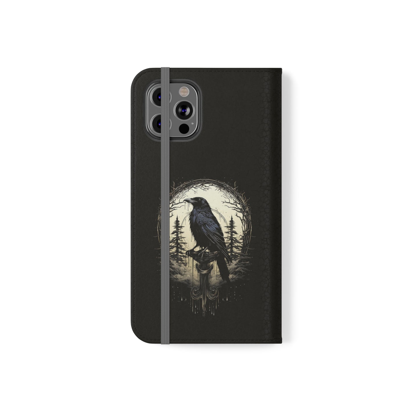 Night's Sentinel Flip Case Phone Case Gothic Raven Flip Phone Case Dark Academia Phone Case Dark Art Flip Case s22 s21 iphone 13 12 11