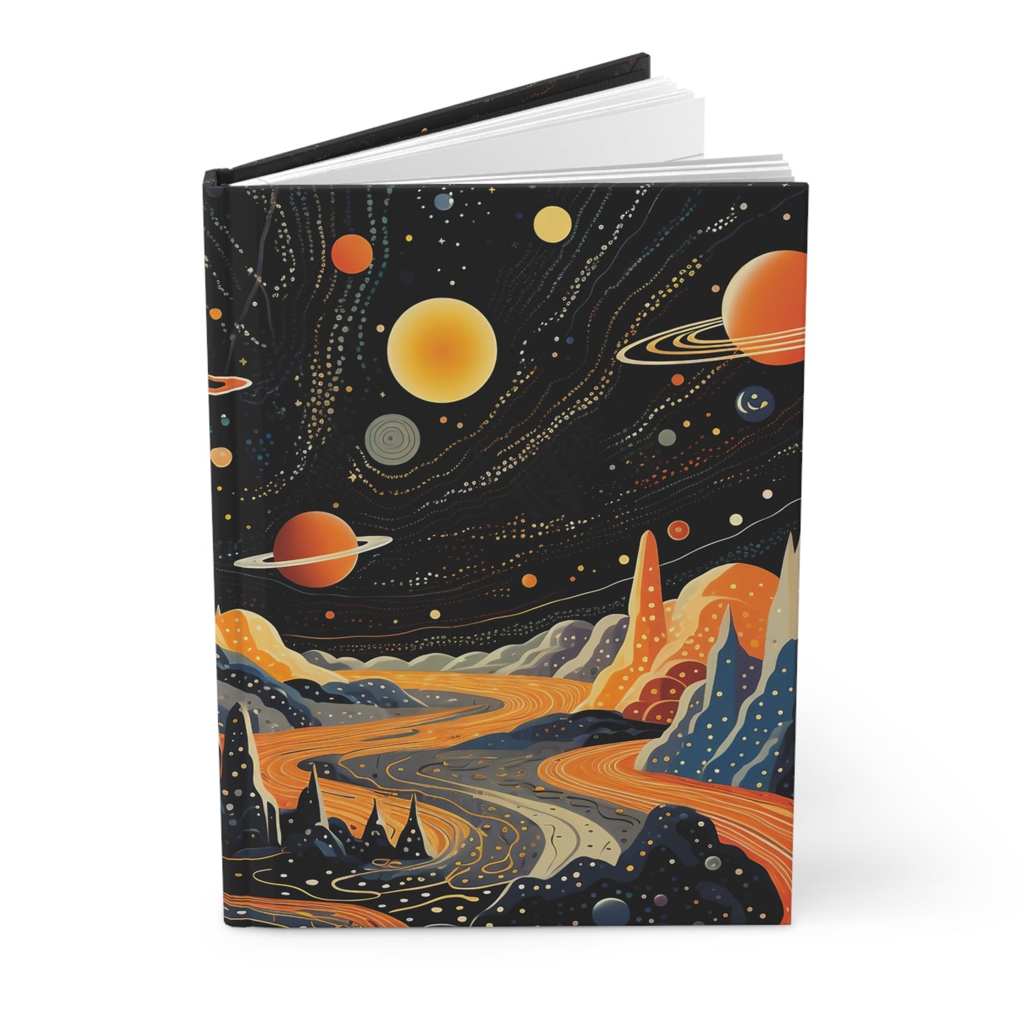 Unearthly Exploration - a Sci-fi Planet Scene Notebook Journal, rule hardcover notebook, sci-fi notebook, space notebook, alien planet