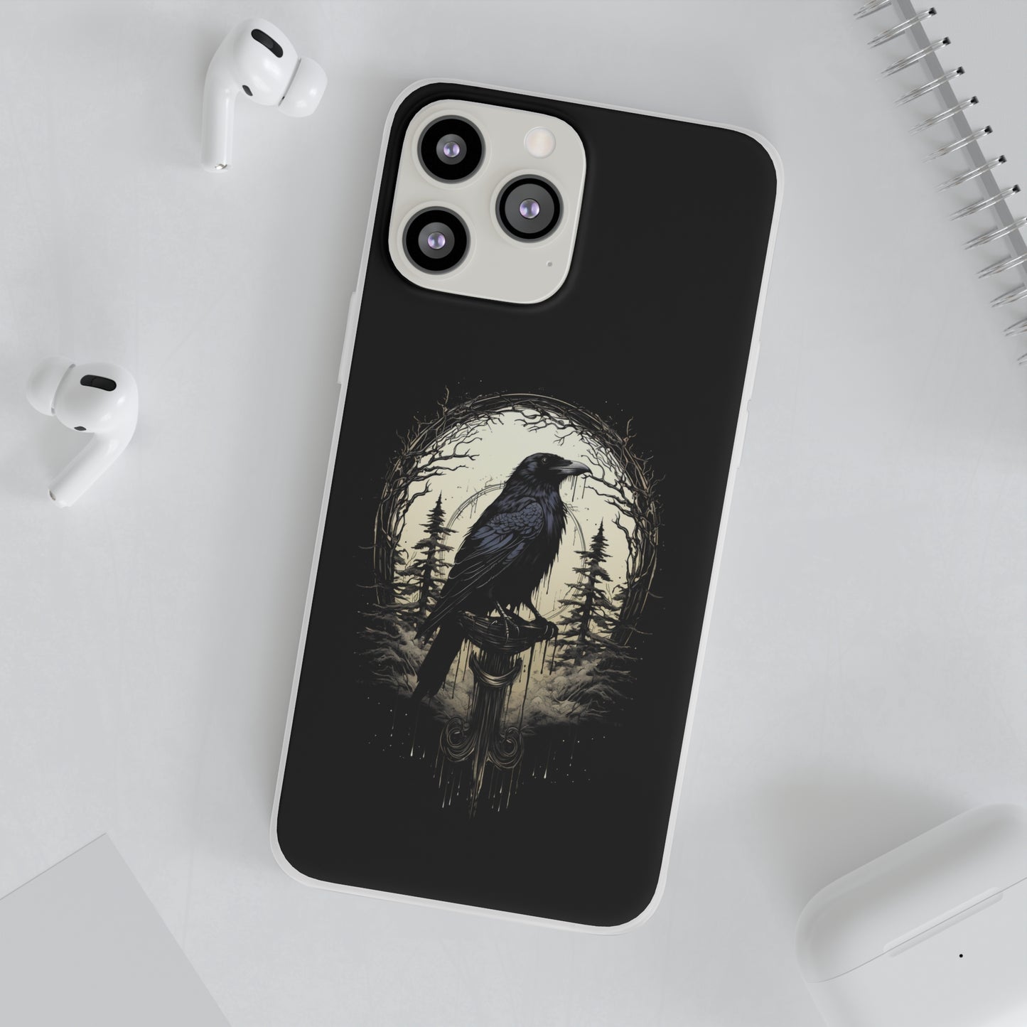 Night's Sentinel Goth Raven Phone Case for iPhone 13 14 pro max Galaxy s22 s23 ultra - optional gift box -dark academia black phone case