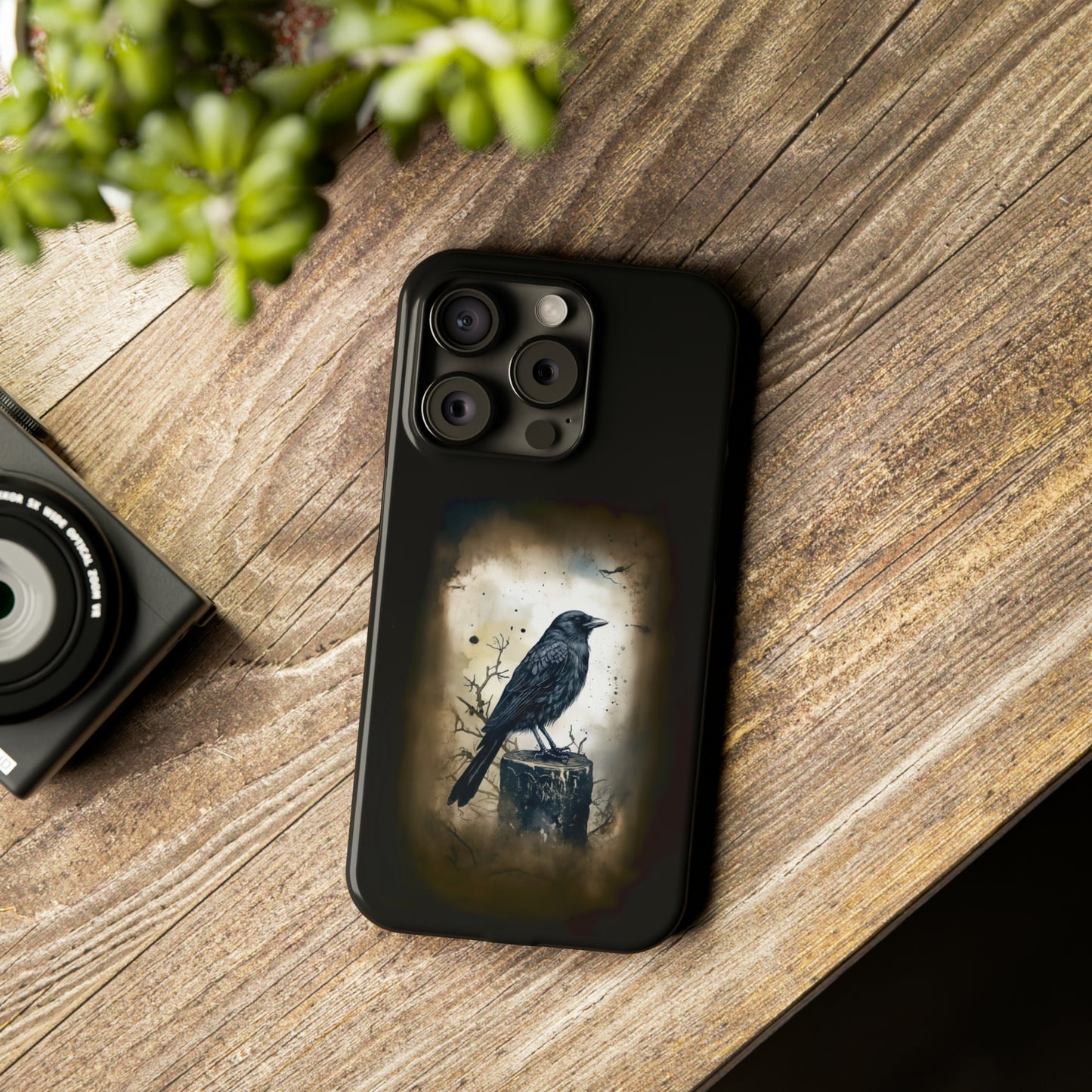 Raven Visage Black Raven Gothic Slim Phone Case iPhone 15 Pro Case Black iPhone Case Black iPhone 15 case 14 13 dark academia