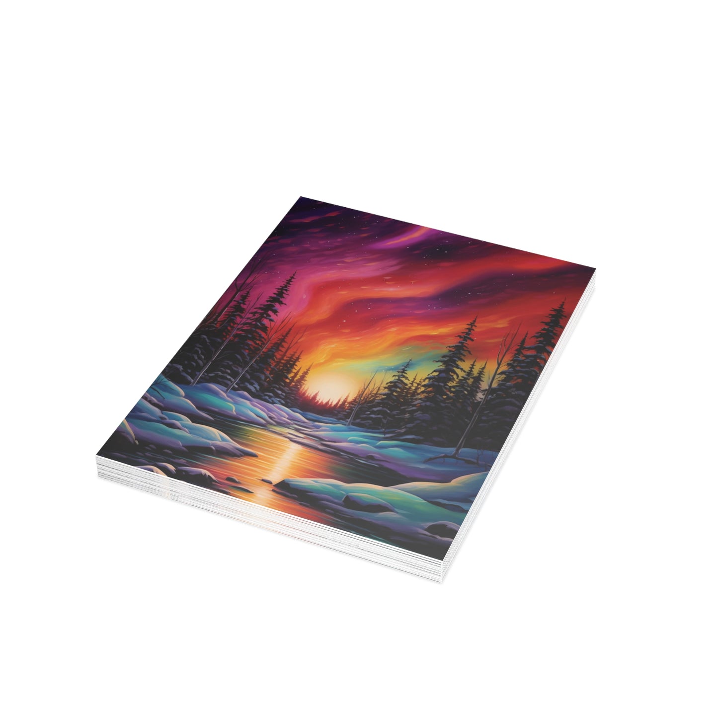 Winter Solstice Northern Lights Greeting Card postcard with envelope winter holiday greeting card for winter solstice seasons greetings card