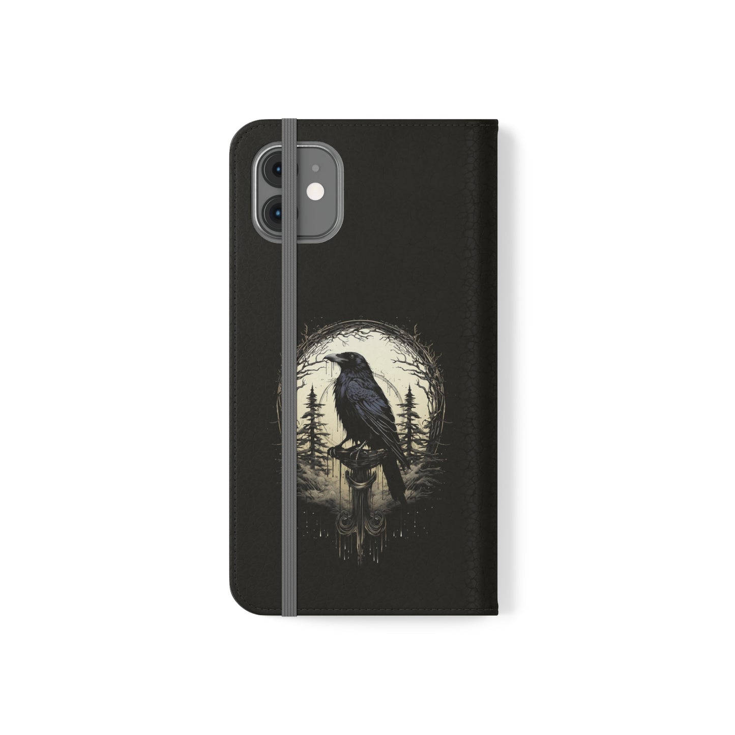 Night's Sentinel Flip Case Phone Case Gothic Raven Flip Phone Case Dark Academia Phone Case Dark Art Flip Case s22 s21 iphone 13 12 11