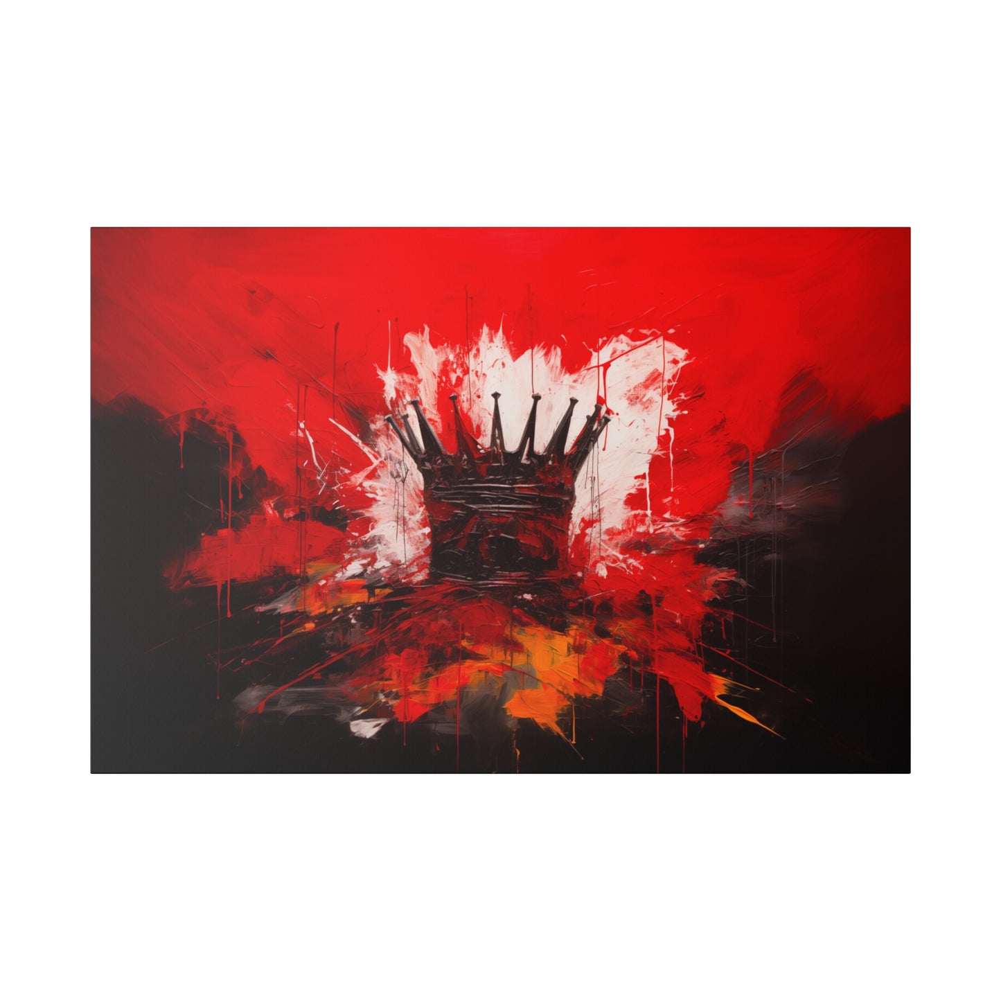 Painted Crown Matte Canvas Red and Black Abstract Art Print 12x9, 16x12, 24x16, 30x20, 36x24, 40x30, 48x32 inch Artwork