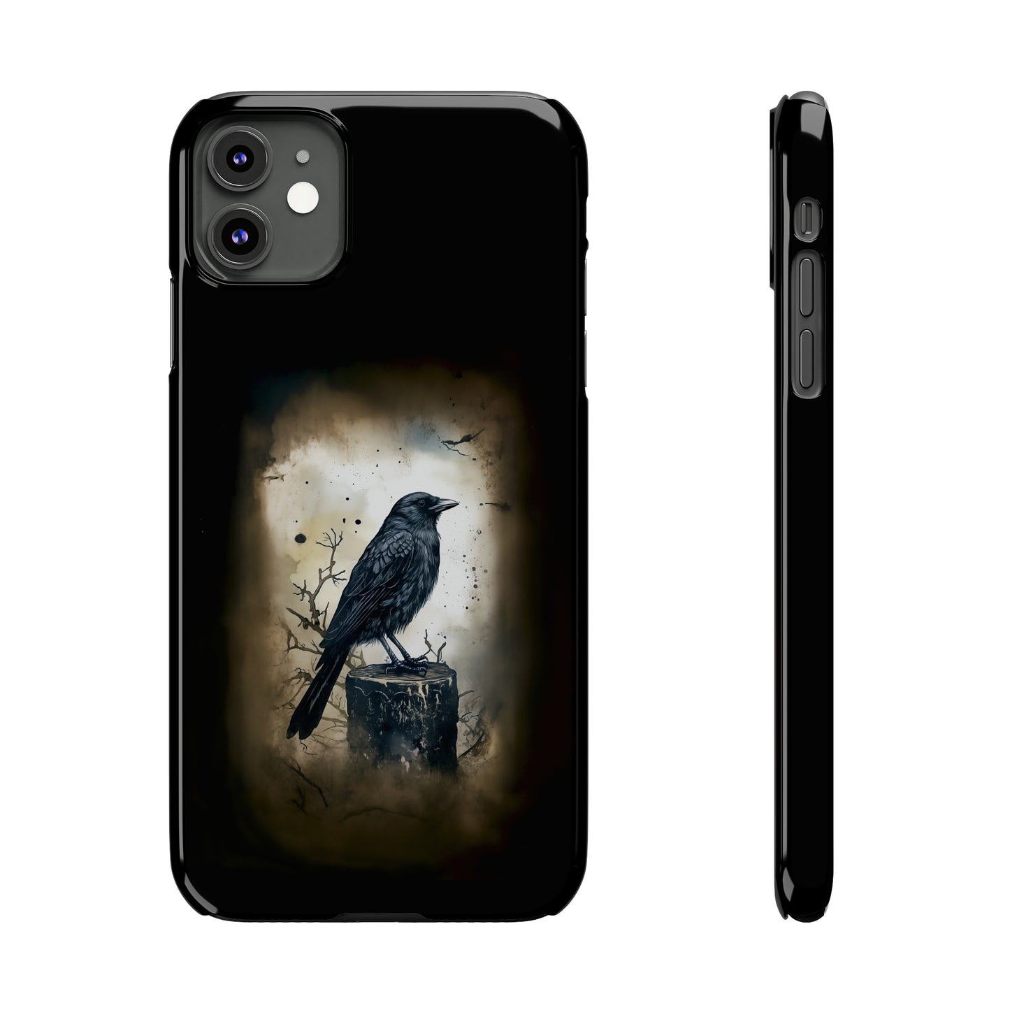 Raven Visage Black Raven Gothic Slim Phone Case iPhone 15 Pro Case Black iPhone Case Black iPhone 15 case 14 13 dark academia