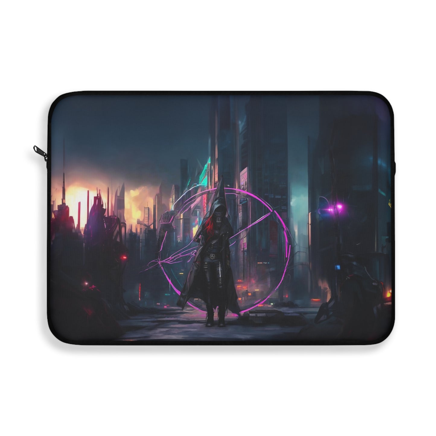 Technomancer's Ward, Cyberpunk Mage Laptop Sleeve, Anarchy Girl, aesthetic laptop, soft laptop sleeve, soft macbook case, anarchy symbol