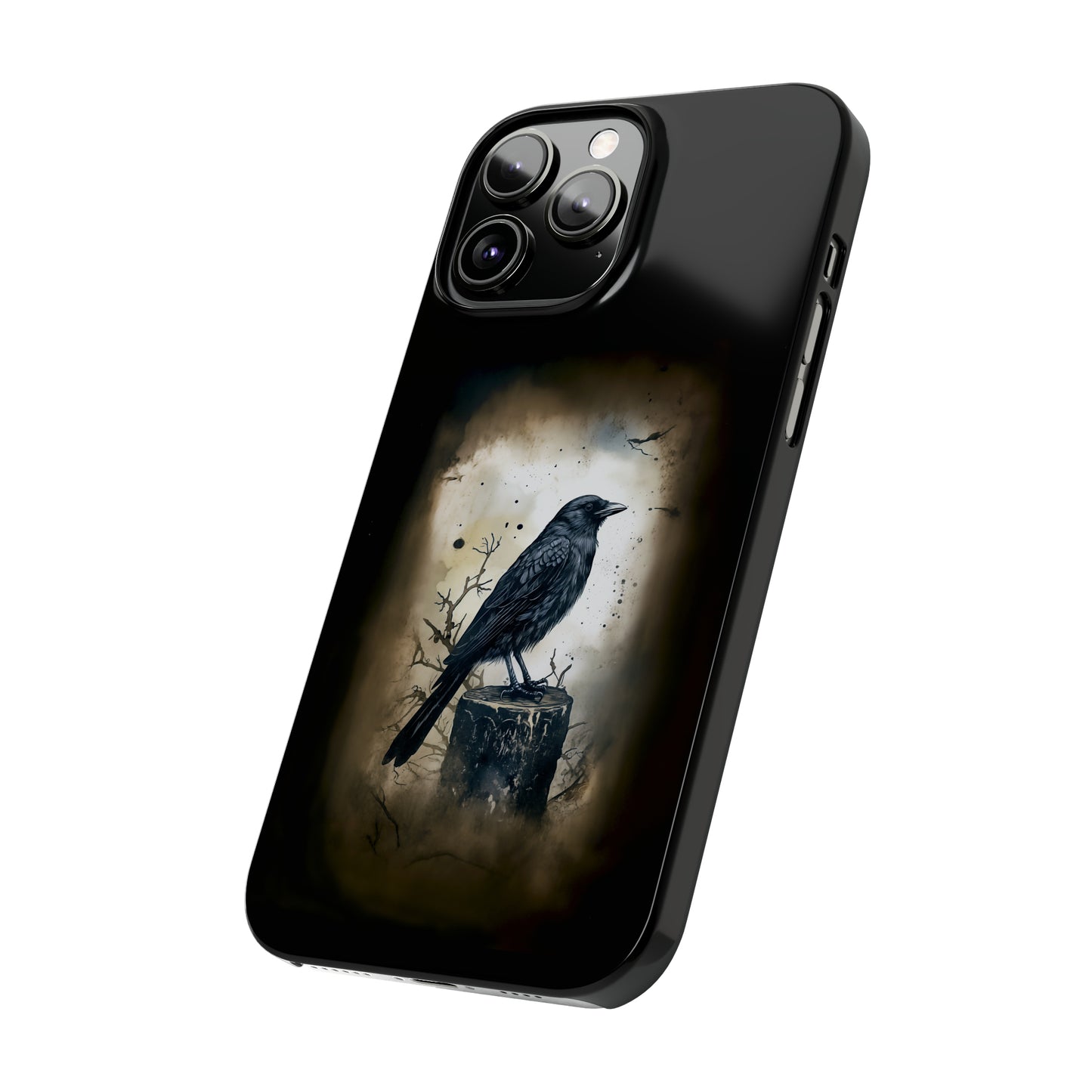 Raven Visage Black Raven Gothic Slim Phone Case iPhone 15 Pro Case Black iPhone Case Black iPhone 15 case 14 13 dark academia