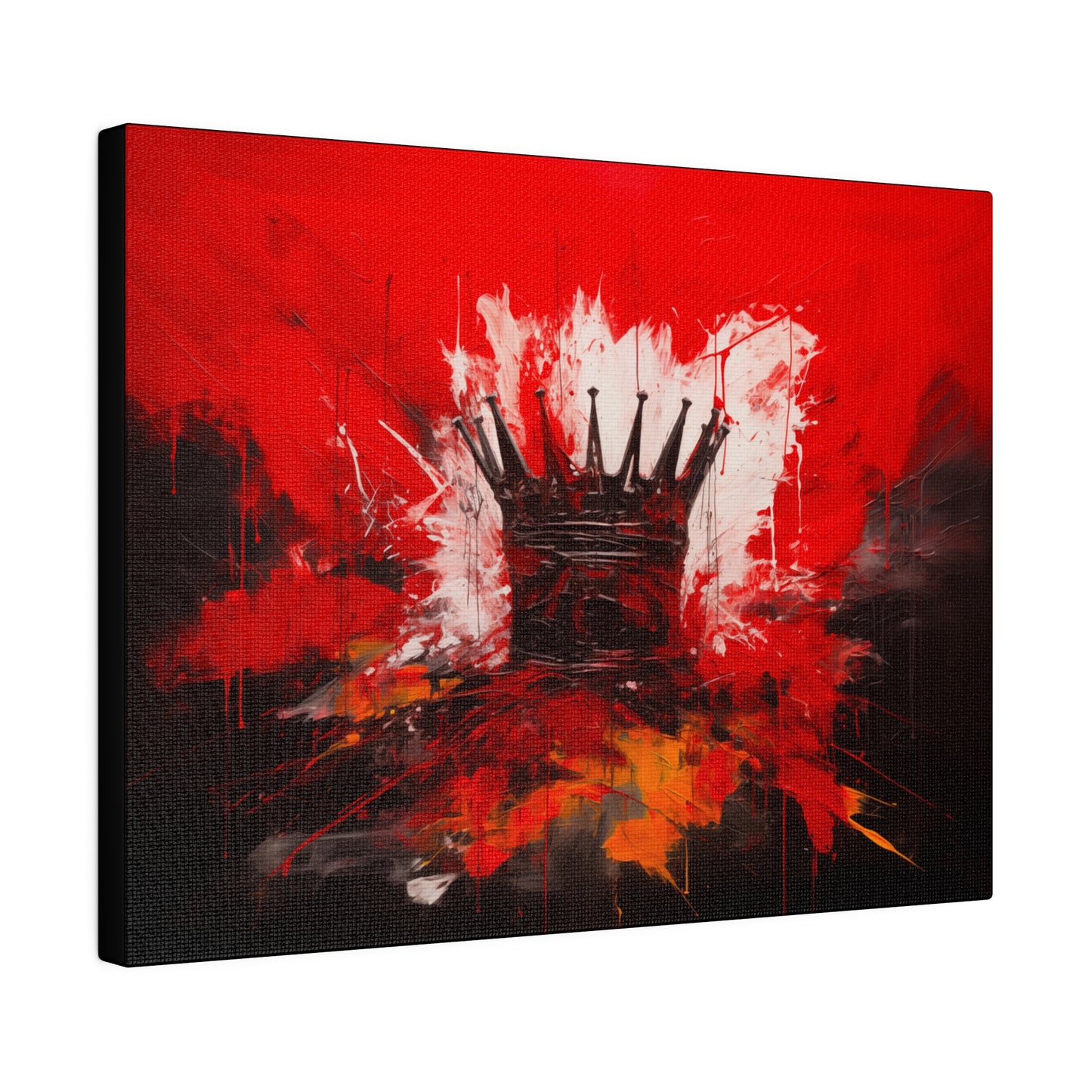 Painted Crown Matte Canvas Red and Black Abstract Art Print 12x9, 16x12, 24x16, 30x20, 36x24, 40x30, 48x32 inch Artwork