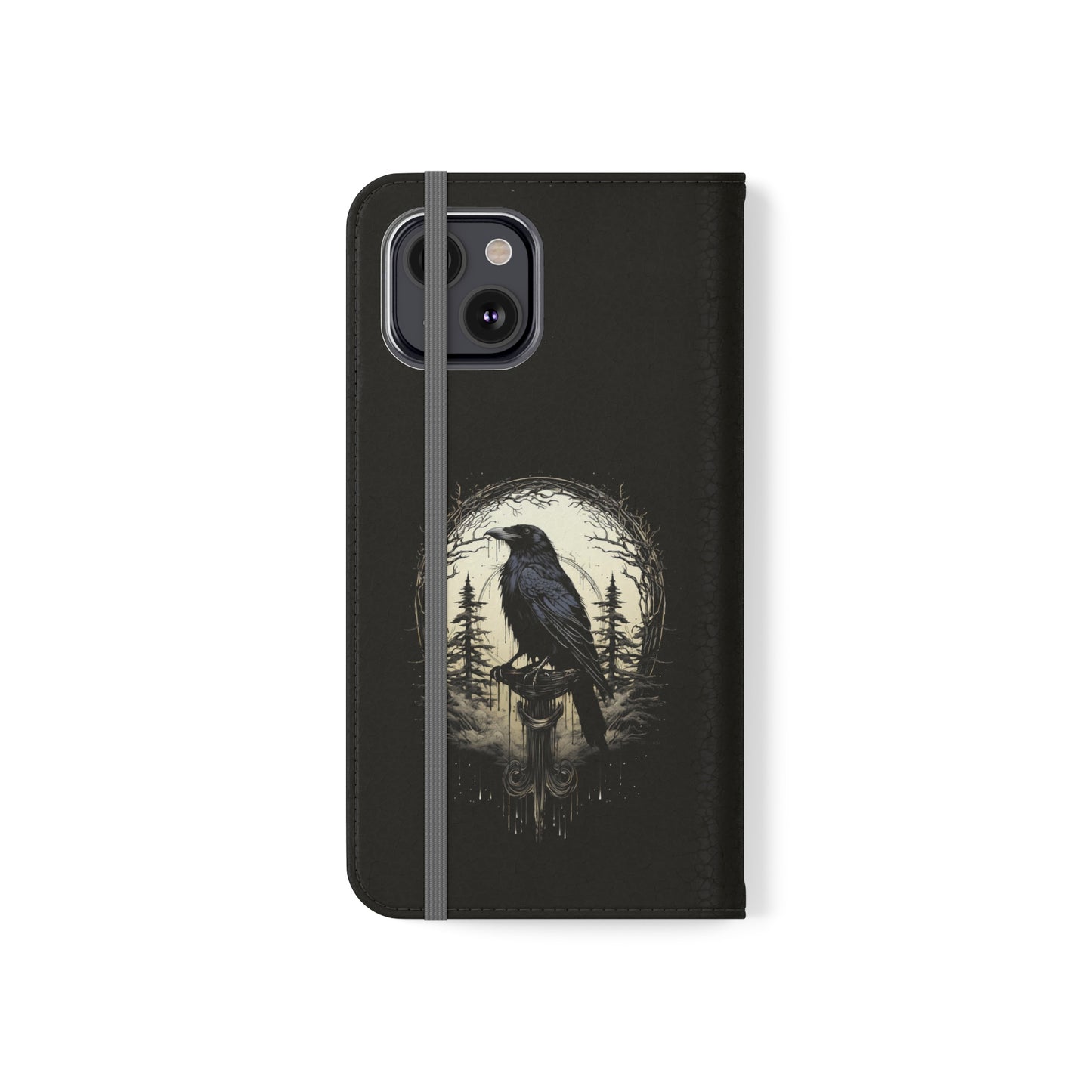 Night's Sentinel Flip Case Phone Case Gothic Raven Flip Phone Case Dark Academia Phone Case Dark Art Flip Case s22 s21 iphone 13 12 11