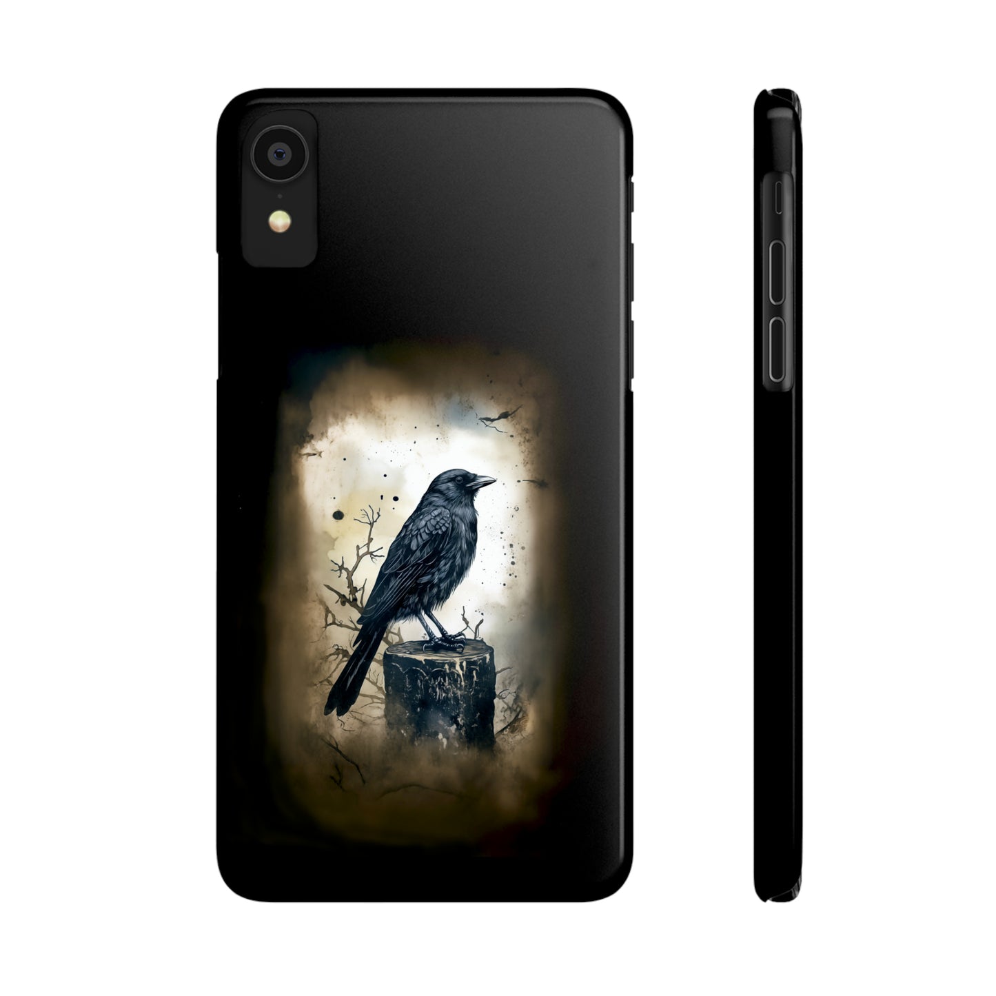 Raven Visage Black Raven Gothic Slim Phone Case iPhone 15 Pro Case Black iPhone Case Black iPhone 15 case 14 13 dark academia