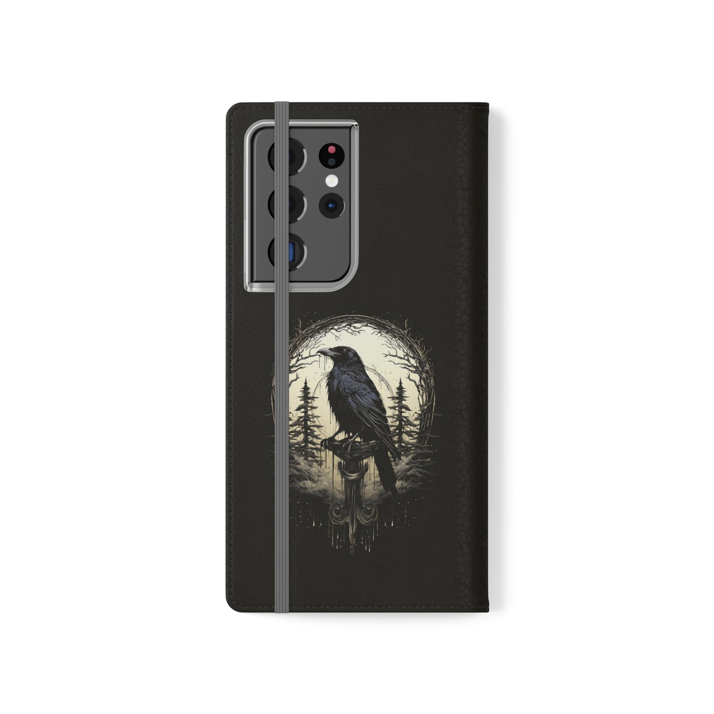 Night's Sentinel Flip Case Phone Case Gothic Raven Flip Phone Case Dark Academia Phone Case Dark Art Flip Case s22 s21 iphone 13 12 11