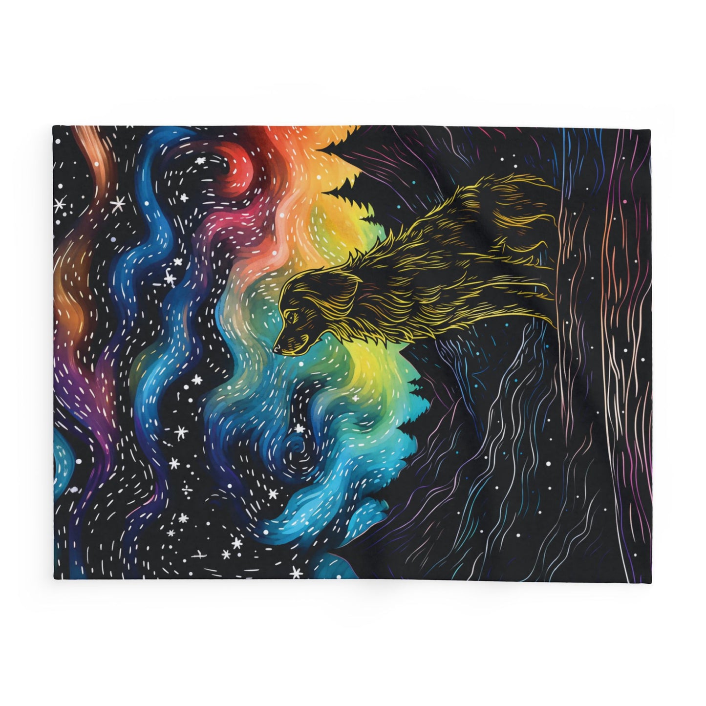 Starry Doggo Arctic Fleece Blanket Rainbow Dog Blanket Fleece Rainbow and Black Blanket Cosmos Blanket