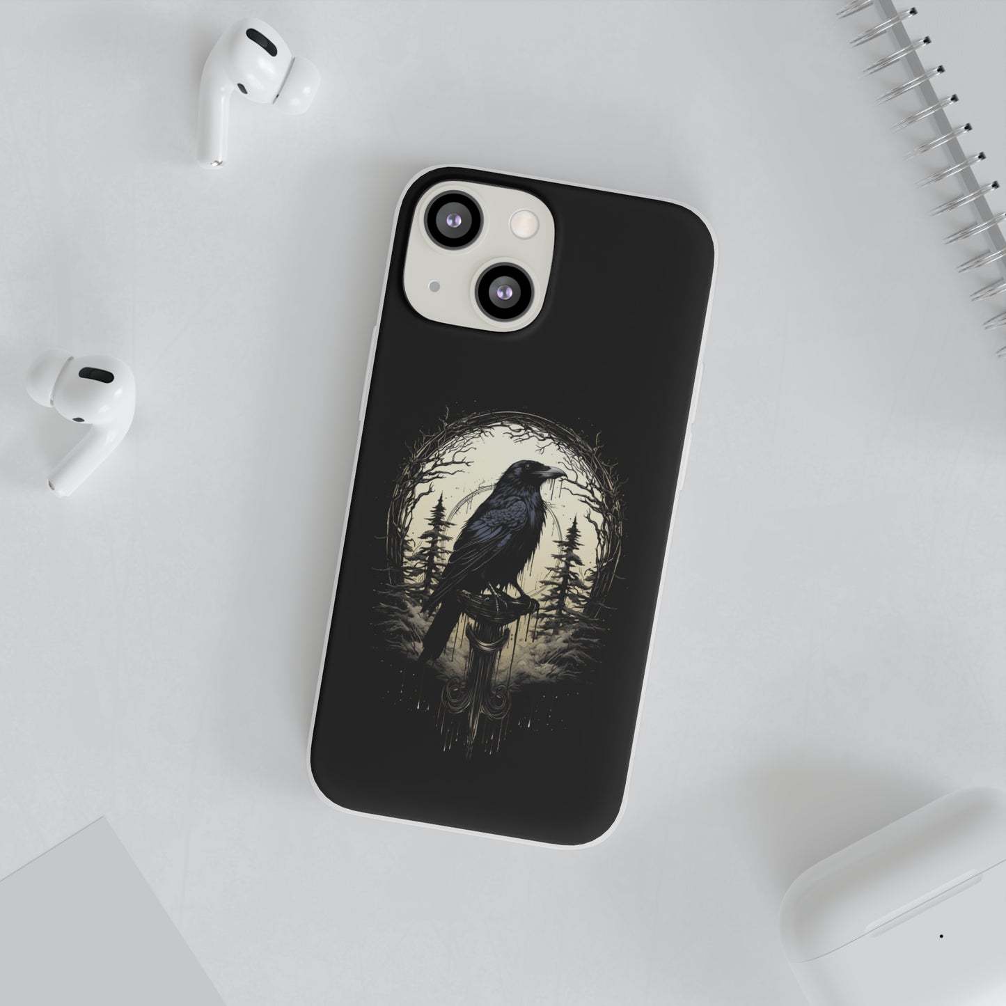 Night's Sentinel Goth Raven Phone Case for iPhone 13 14 pro max Galaxy s22 s23 ultra - optional gift box -dark academia black phone case