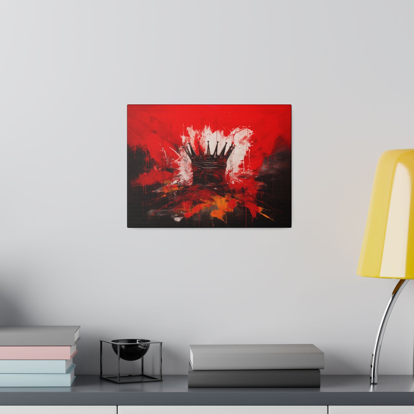 Painted Crown Matte Canvas Red and Black Abstract Art Print 12x9, 16x12, 24x16, 30x20, 36x24, 40x30, 48x32 inch Artwork