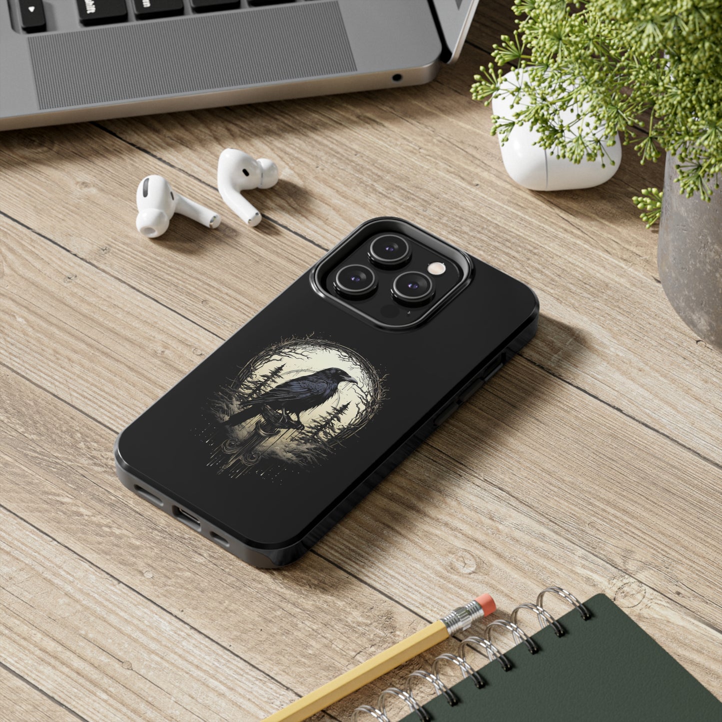 Night's Sentinel Tough Phone Case for iPhone 15 14 13 12 11 pro max XR XS 7 8 SE Gothic Black phone case Dark Academia iPhone case