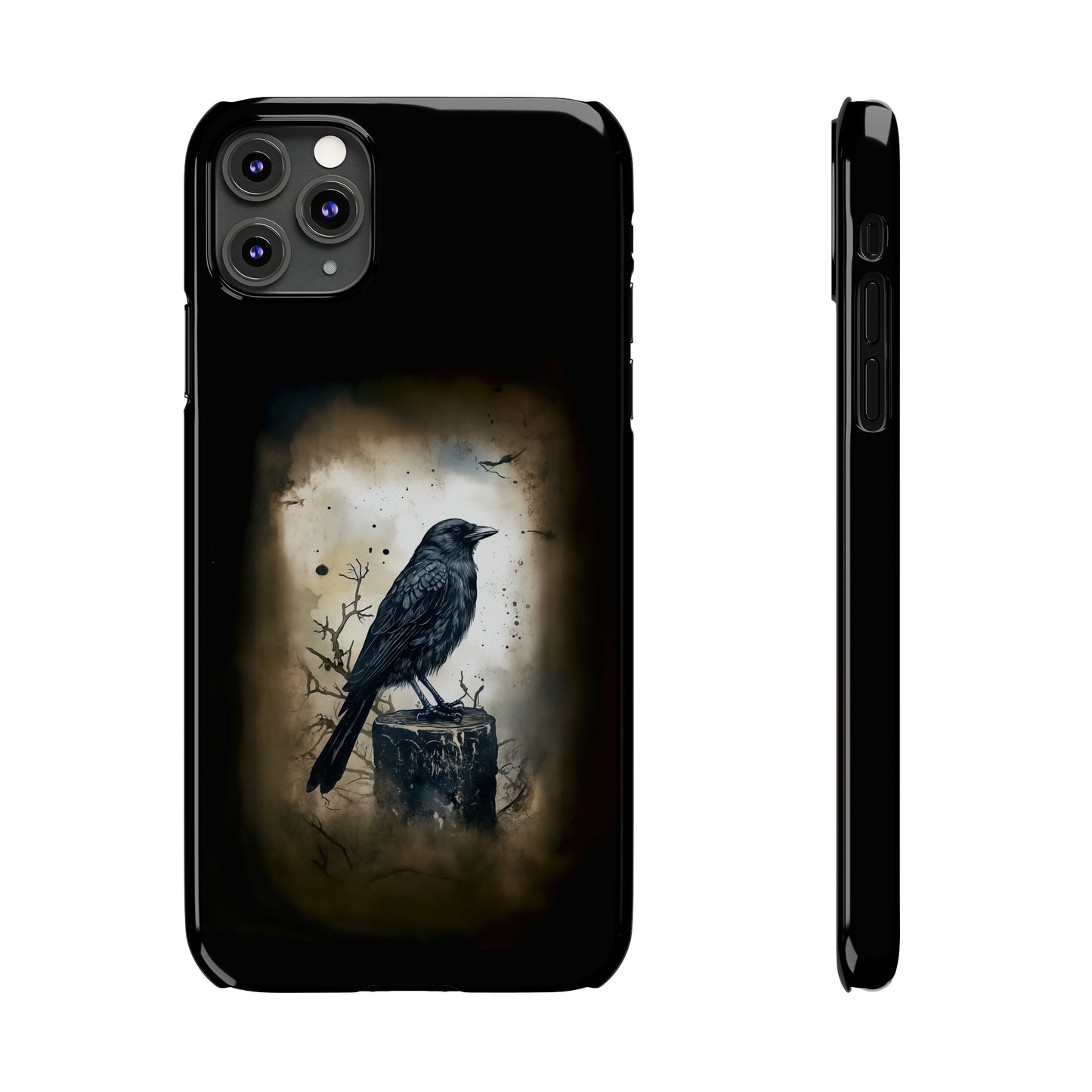 Raven Visage Black Raven Gothic Slim Phone Case iPhone 15 Pro Case Black iPhone Case Black iPhone 15 case 14 13 dark academia