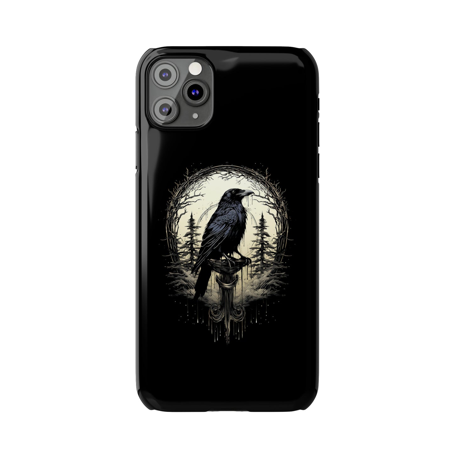 Night's Sentinel Black Raven Gothic Slim Phone Case iPhone 15 Pro Case Black iPhone Case Black iPhone 15 case 14 13 dark academia