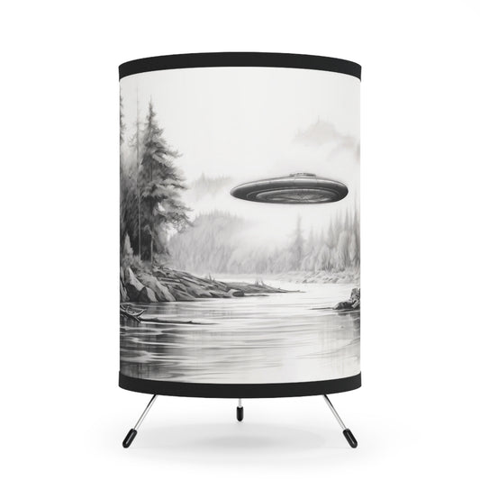 Strange Glow lamp, UAP table lamp, UFO lamp, drum lamp, table lamp, bedside lamp, tripod lamp, black and white lamp