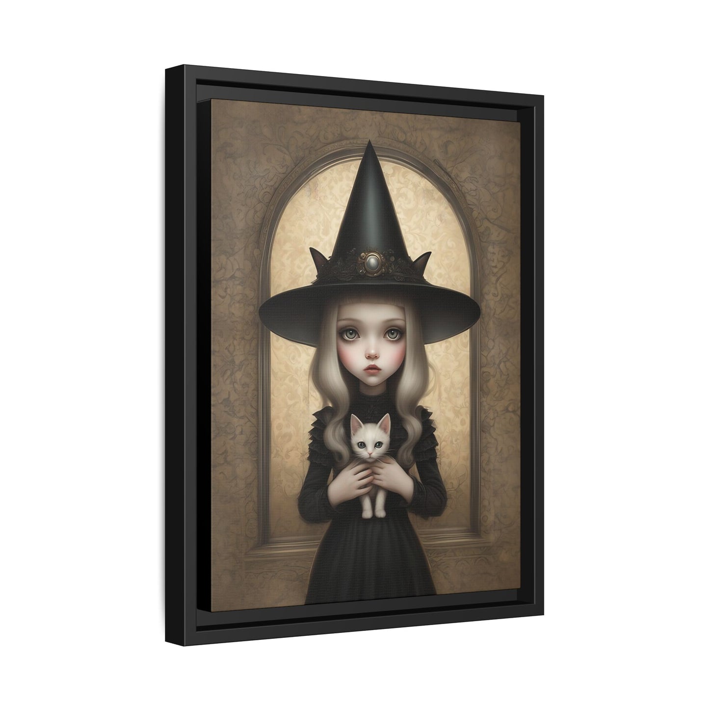 Witchcraft & Whiskers: Pop Gothic Mystique! dark art decor, gothic decor, goth decor, girl and cat, witchy art, spooky decor, cottagecore