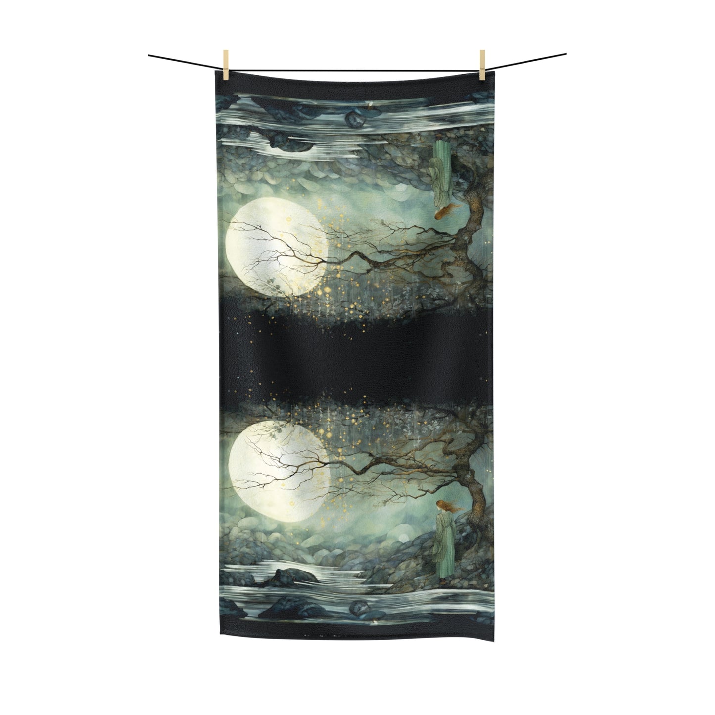 Her Lunar Reflection - Polycotton Bath Towel or Beach Towel