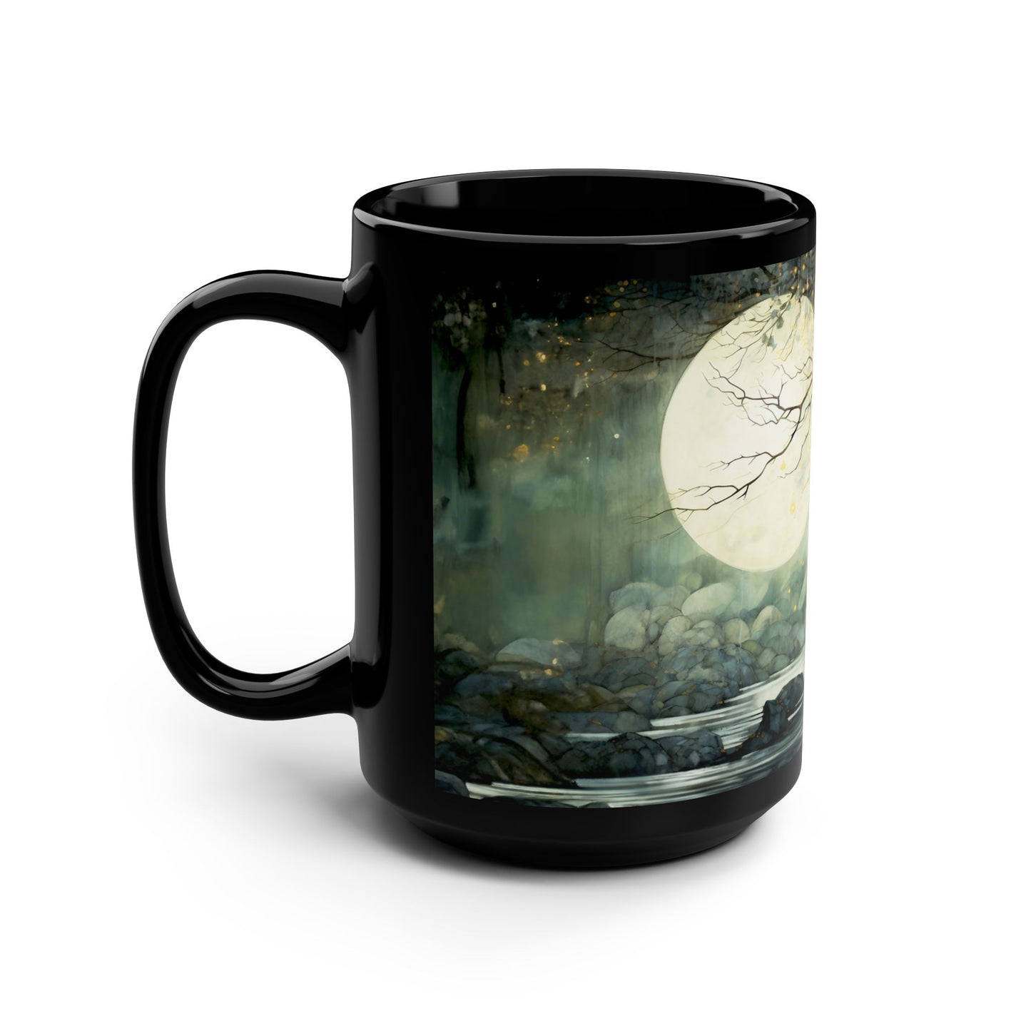 Her Lunar Reflections 15oz Coffee Mug Green and Black Celtic Mug