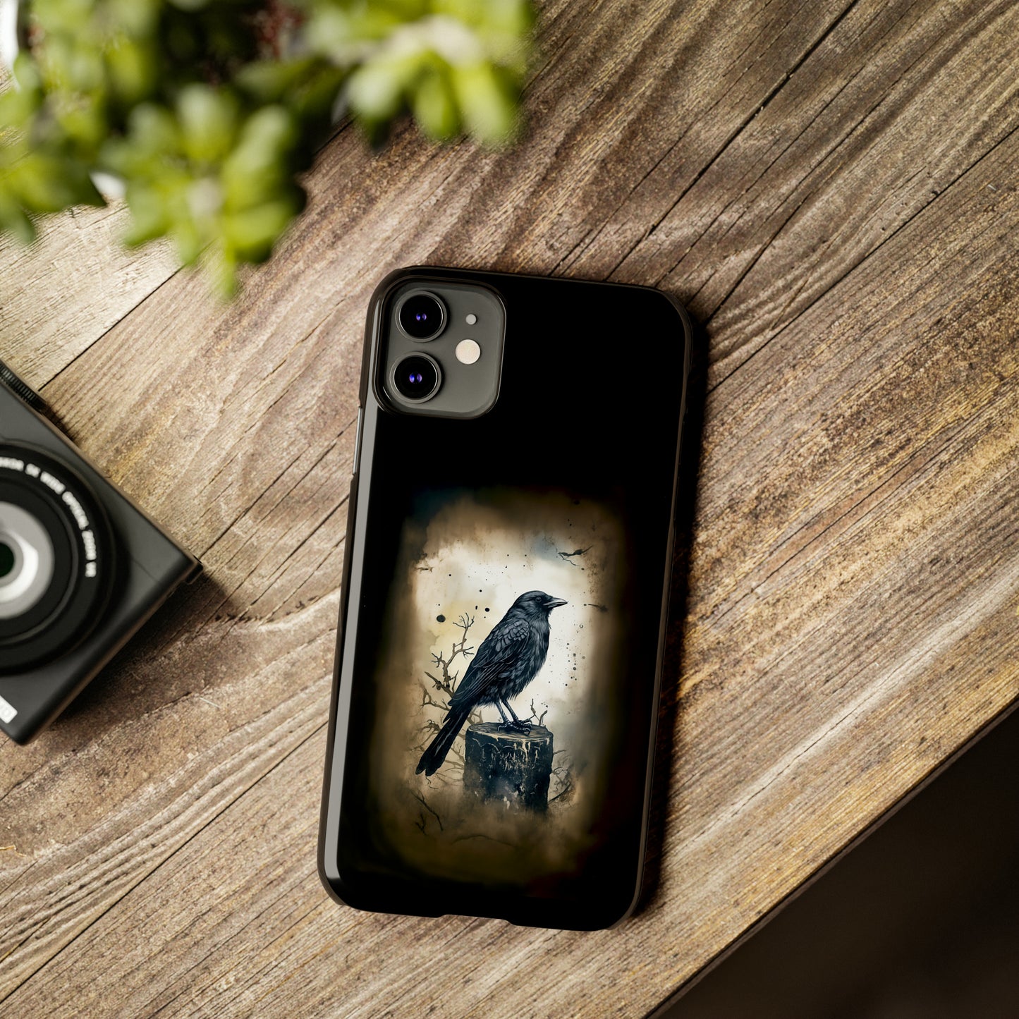 Raven Visage Black Raven Gothic Slim Phone Case iPhone 15 Pro Case Black iPhone Case Black iPhone 15 case 14 13 dark academia