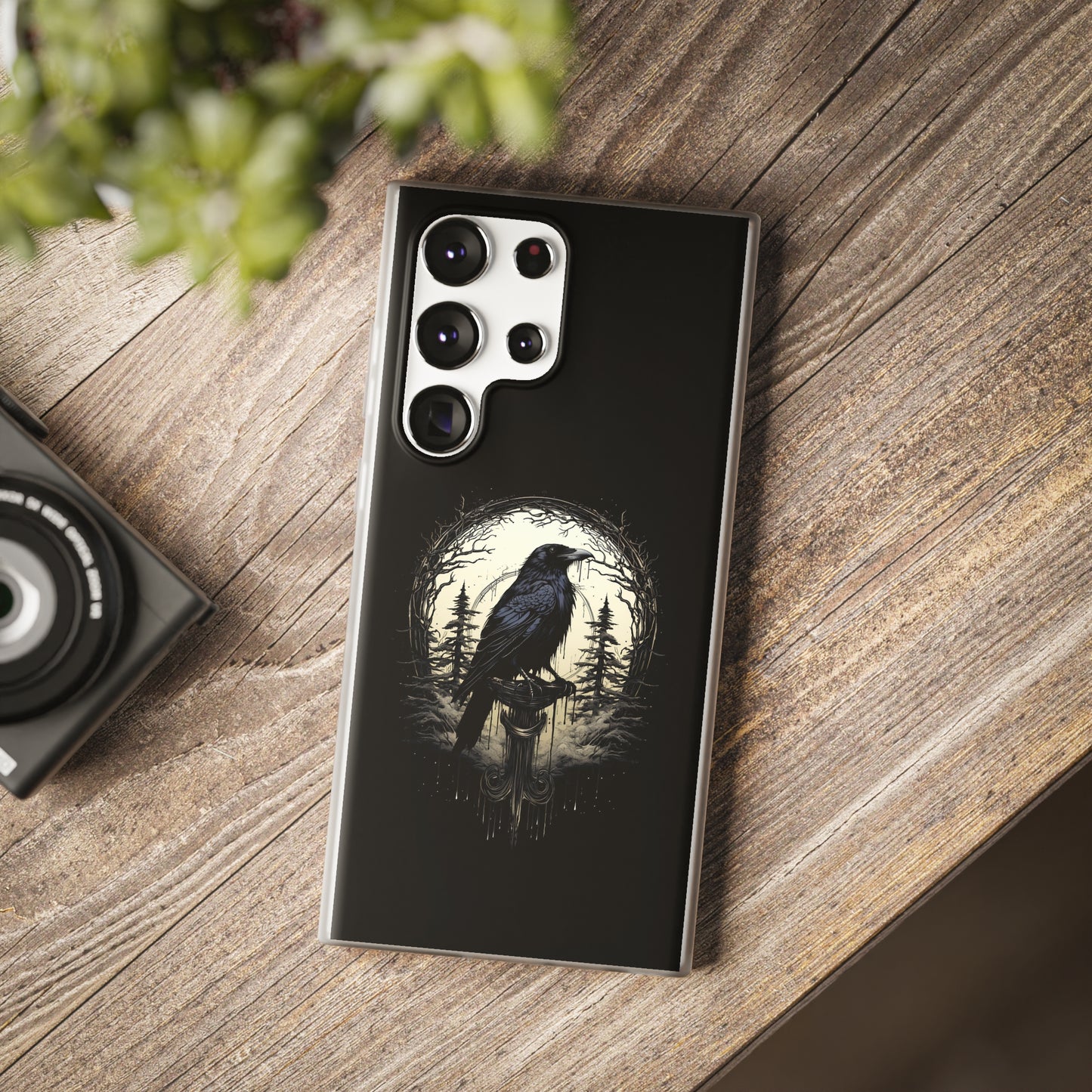 Night's Sentinel Goth Raven Phone Case for iPhone 13 14 pro max Galaxy s22 s23 ultra - optional gift box -dark academia black phone case