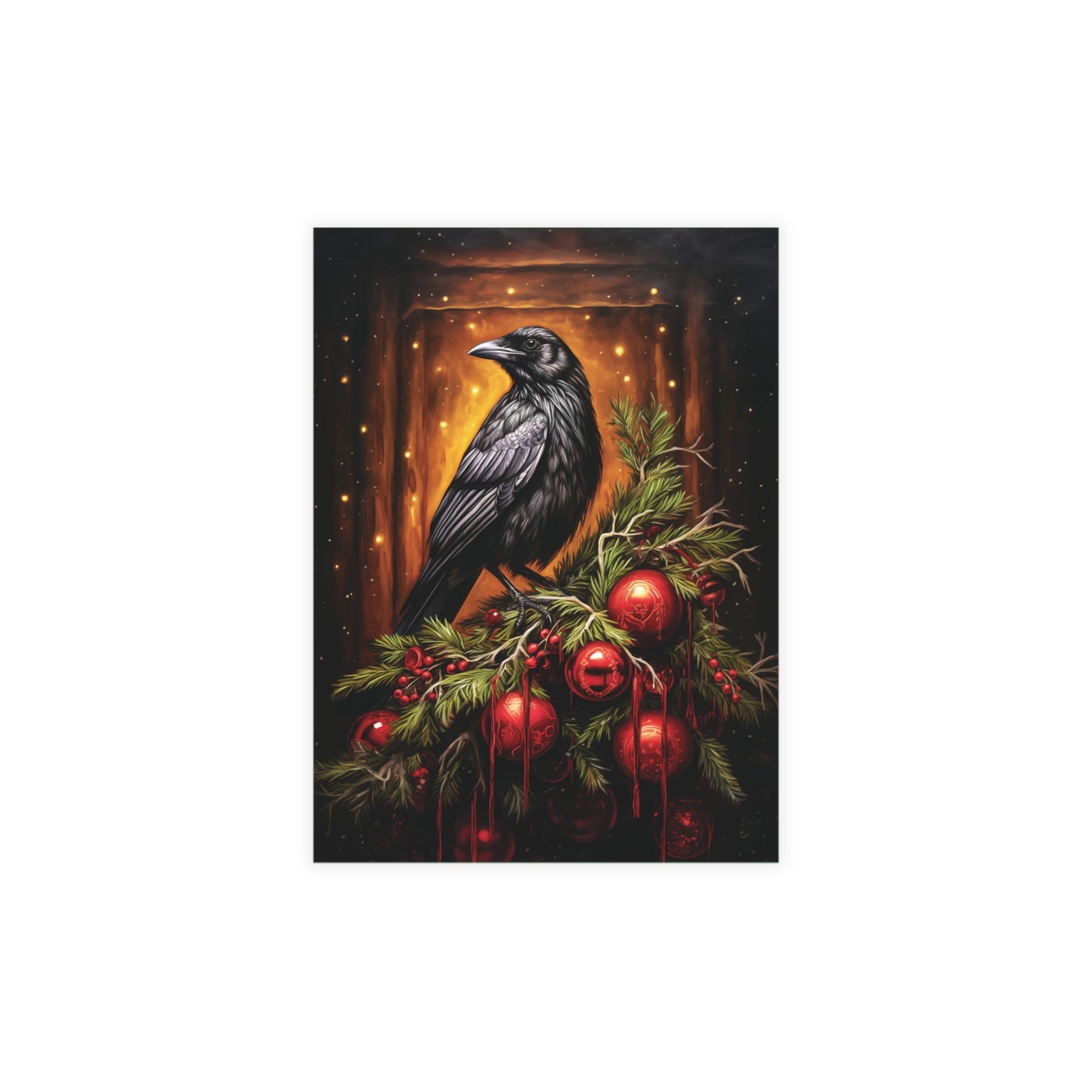 A Corvid Christmas, Raven Christmas Postcards holiday greeting cards dark Christmas cards cool Christmas blank Christmas post cards, gothic