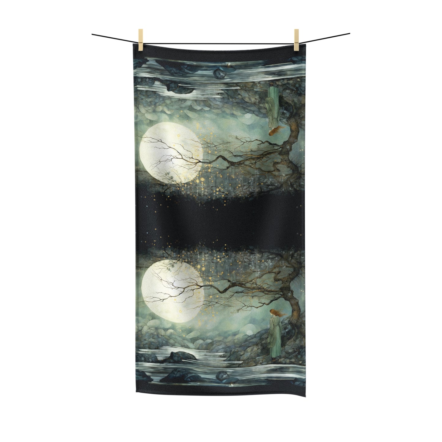 Her Lunar Reflection - Polycotton Bath Towel or Beach Towel