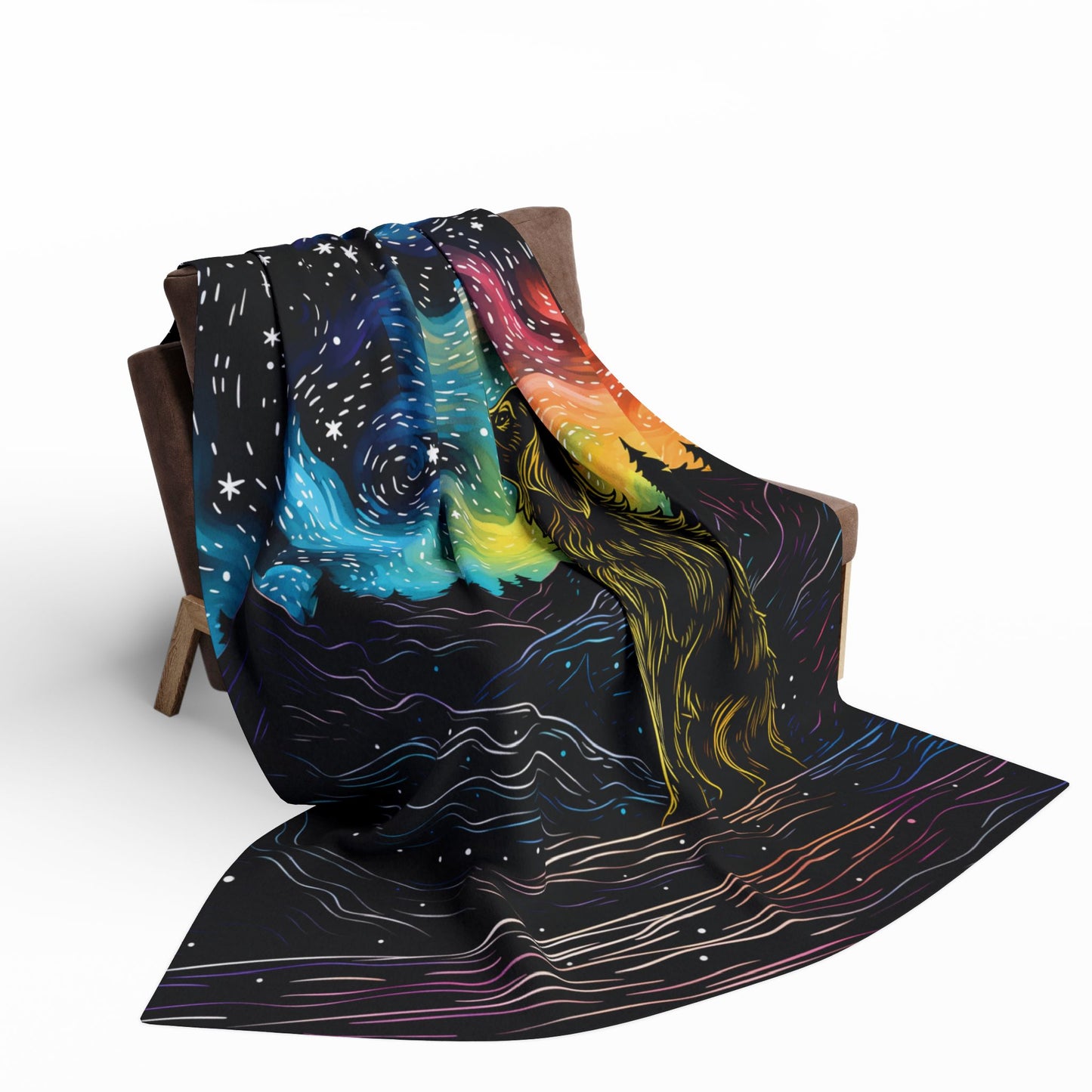 Starry Doggo Arctic Fleece Blanket Rainbow Dog Blanket Fleece Rainbow and Black Blanket Cosmos Blanket