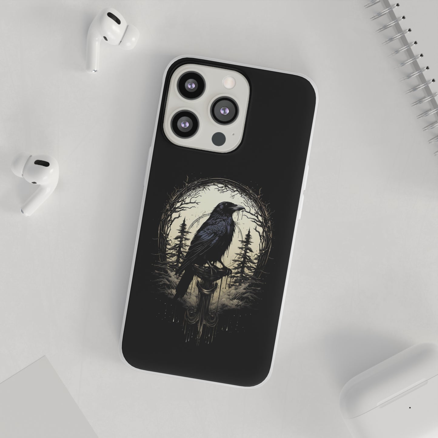 Night's Sentinel Goth Raven Phone Case for iPhone 13 14 pro max Galaxy s22 s23 ultra - optional gift box -dark academia black phone case