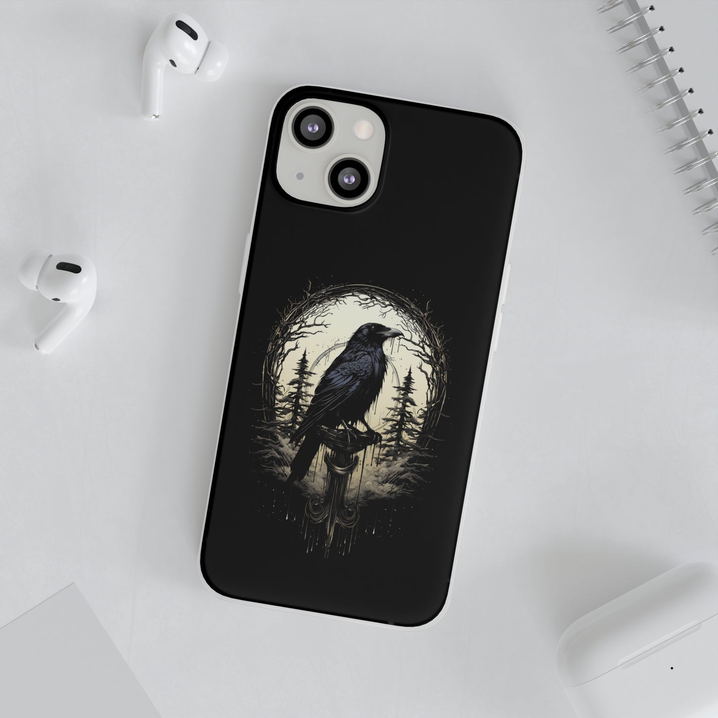 Night's Sentinel Goth Raven Phone Case for iPhone 13 14 pro max Galaxy s22 s23 ultra - optional gift box -dark academia black phone case