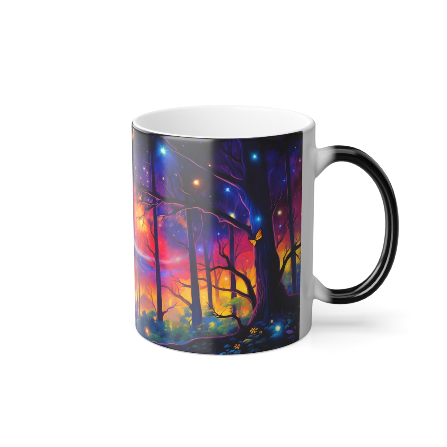 Magical Sunset Color Morphing Mug, 11oz Beautiful Colors in the Starry Woods Color Change Mug Whimsical Faerie Heat Sensitive Mug Hand Wash