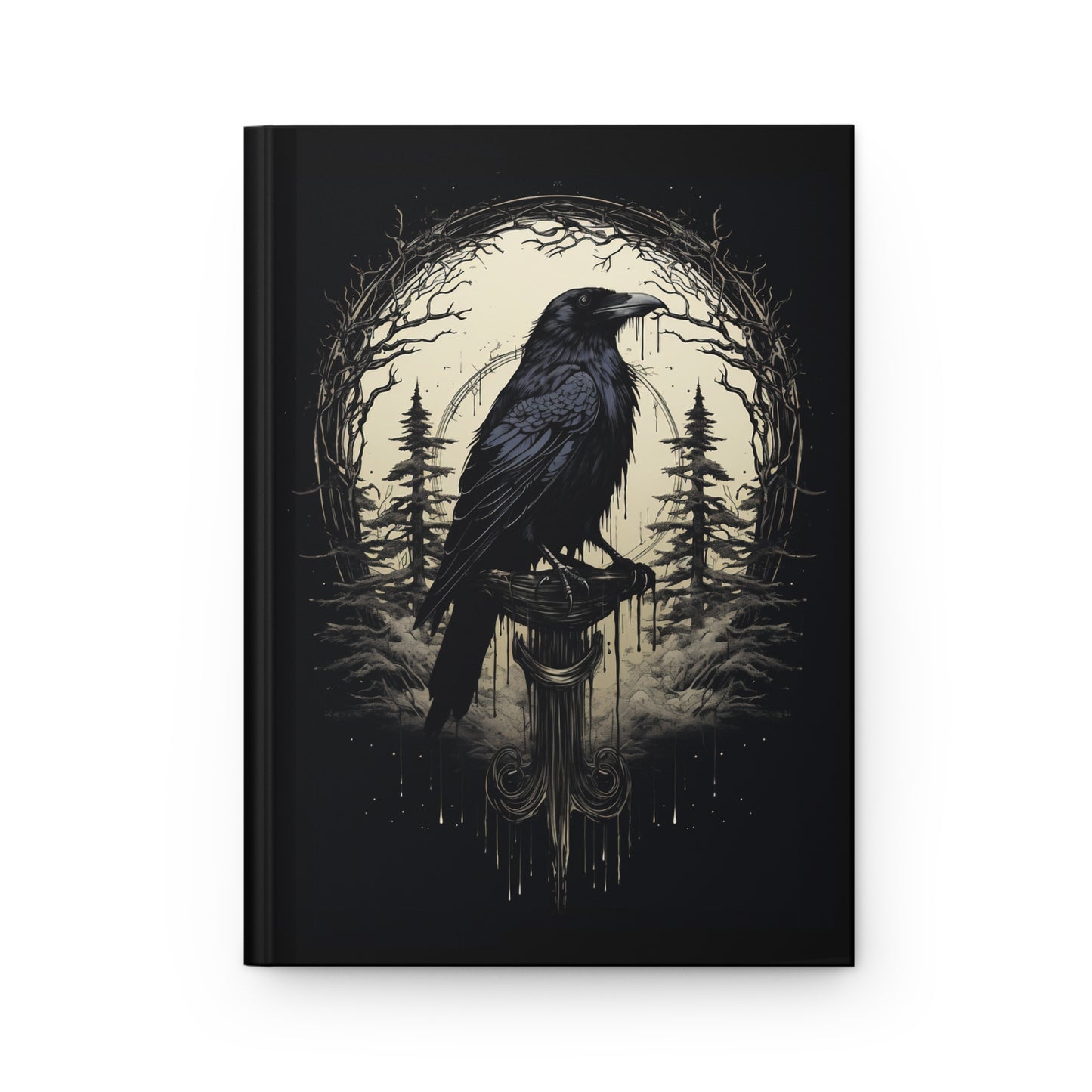 Gothic Notebook - Night's Sentinel, Raven Hardcover Journal gothic raven art notebook aesthetic notebook hardcover notebook dark academia