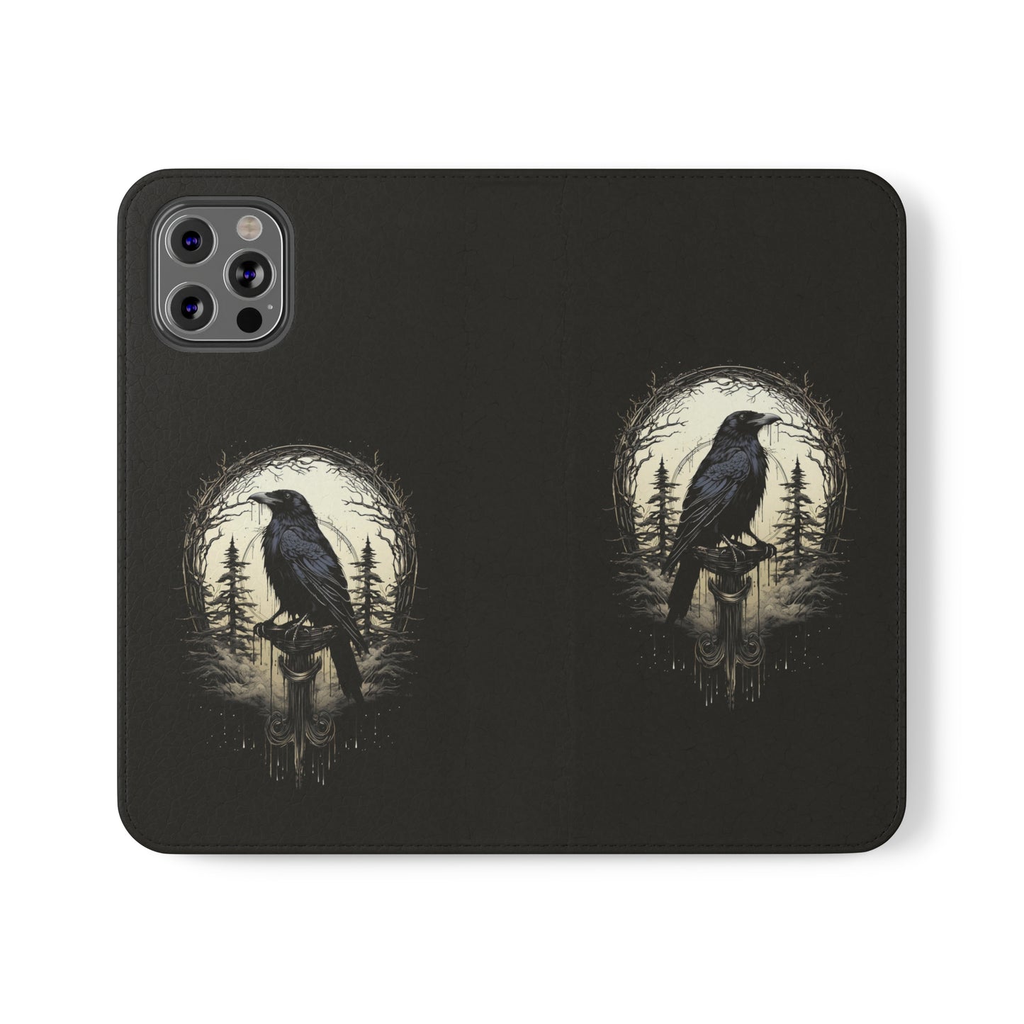 Night's Sentinel Flip Case Phone Case Gothic Raven Flip Phone Case Dark Academia Phone Case Dark Art Flip Case s22 s21 iphone 13 12 11