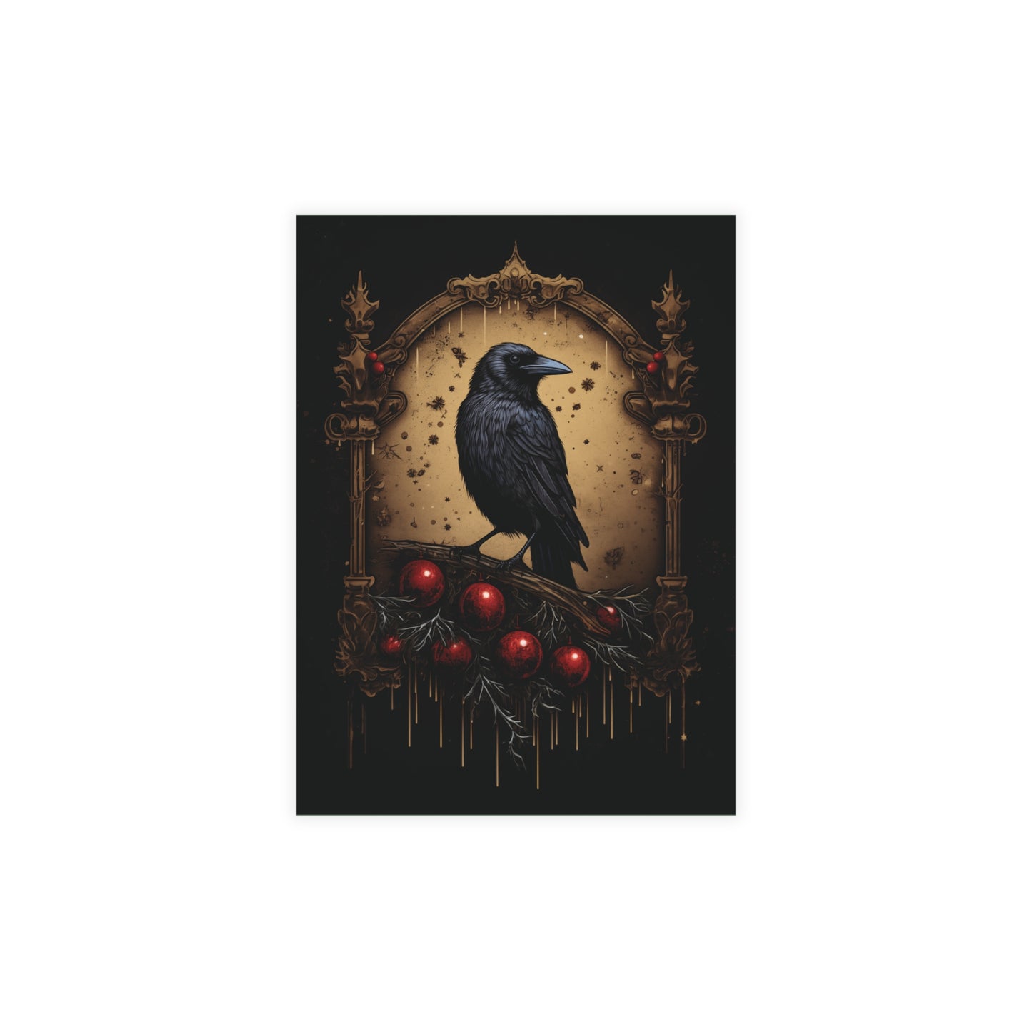 A Corvid Christmas, Raven Christmas Postcards holiday greeting cards dark Christmas cards cool Christmas blank Christmas post cards, gothic