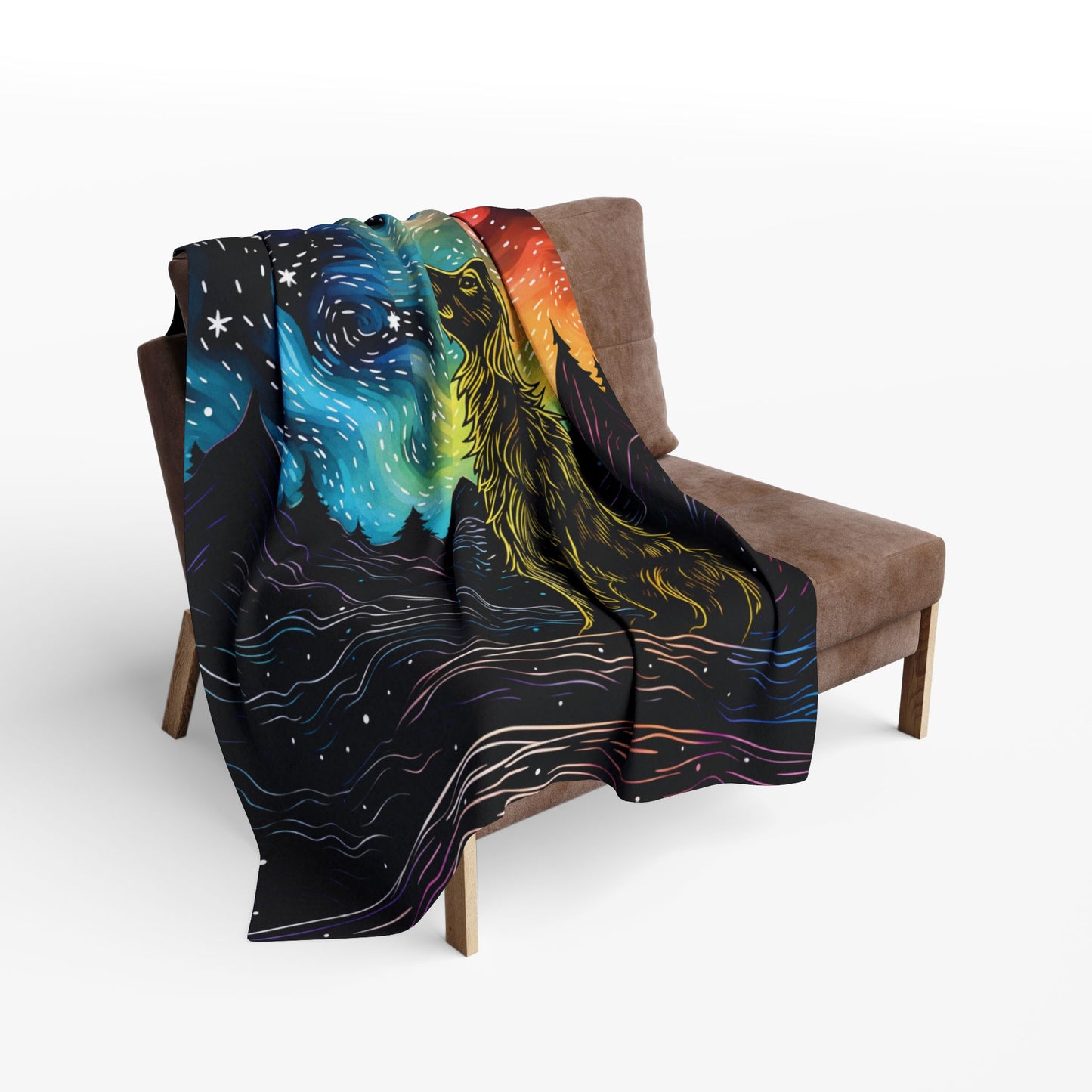 Starry Doggo Arctic Fleece Blanket Rainbow Dog Blanket Fleece Rainbow and Black Blanket Cosmos Blanket