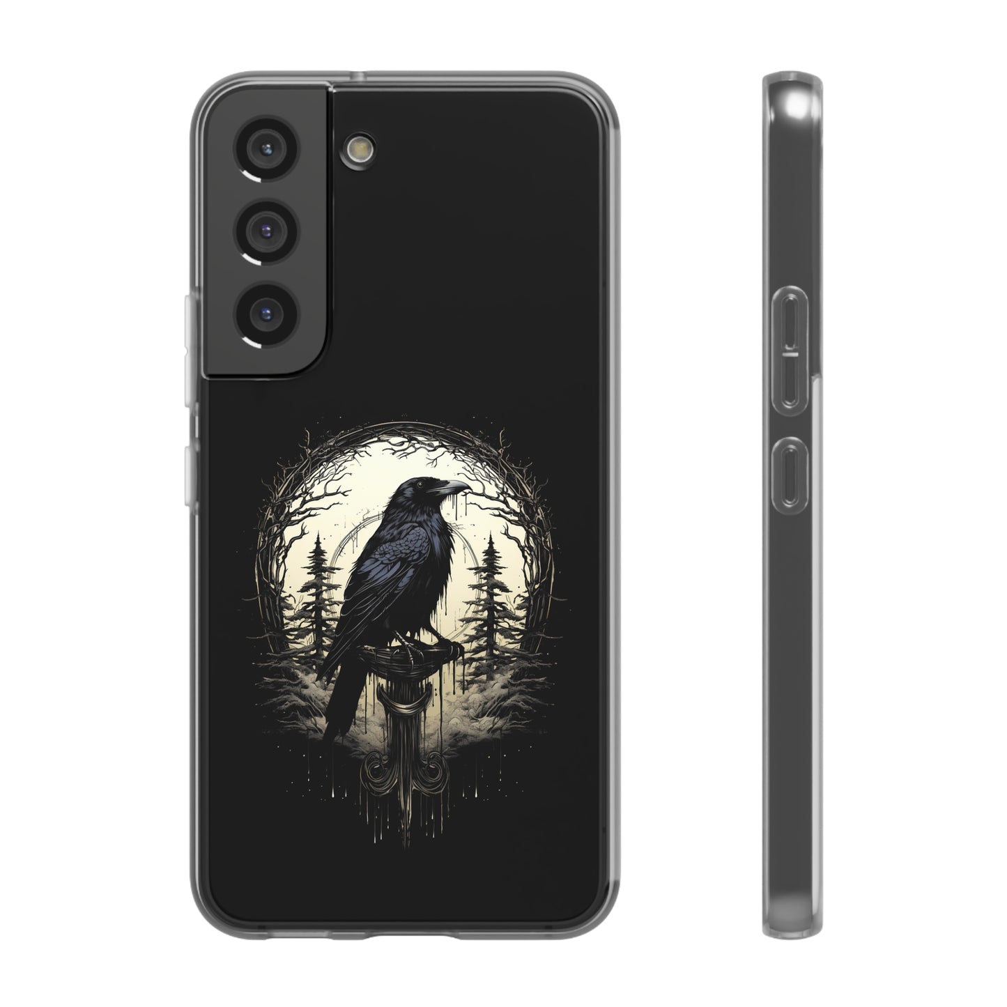 Night's Sentinel Goth Raven Phone Case for iPhone 13 14 pro max Galaxy s22 s23 ultra - optional gift box -dark academia black phone case