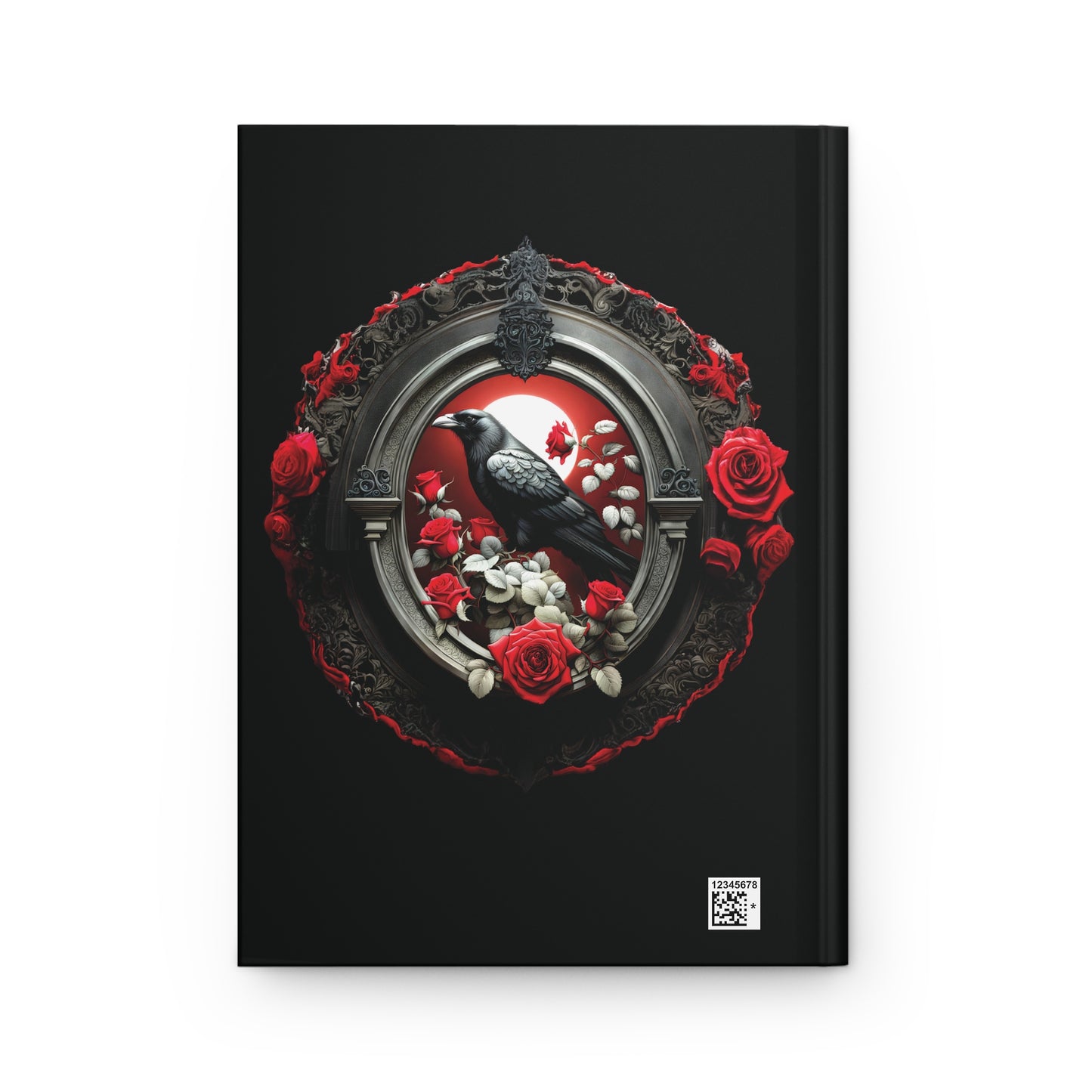 Raven & Red Roses Hardcover Journal - Dark Academia Raven Notebook, Gothic Raven Notebook, Black and Red Raven Notebook