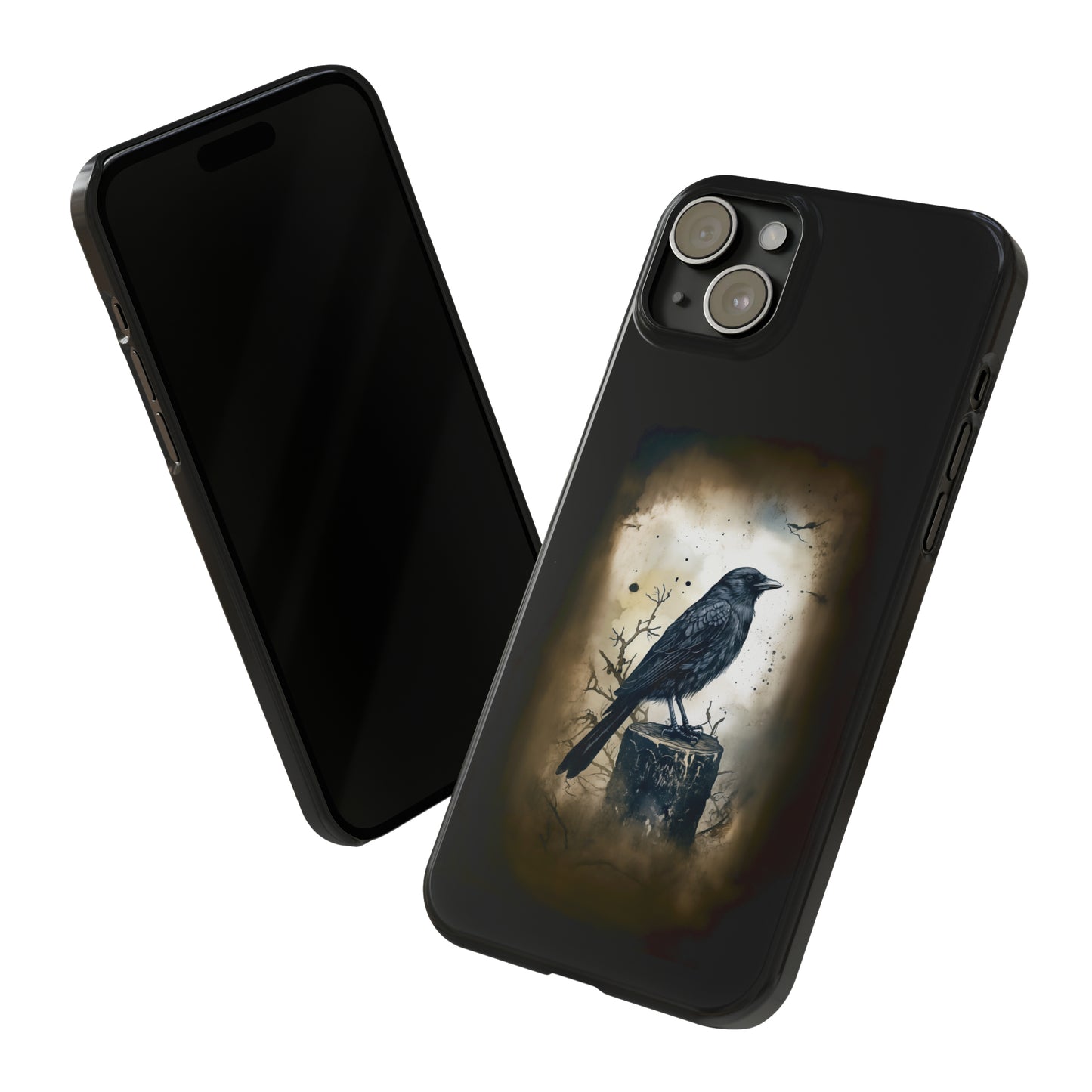 Raven Visage Black Raven Gothic Slim Phone Case iPhone 15 Pro Case Black iPhone Case Black iPhone 15 case 14 13 dark academia