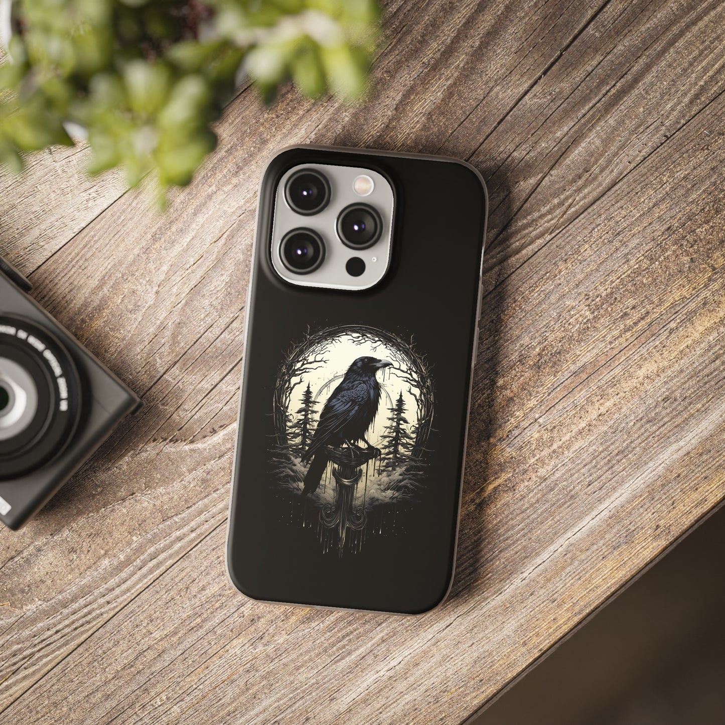 Night's Sentinel Goth Raven Phone Case for iPhone 13 14 pro max Galaxy s22 s23 ultra - optional gift box -dark academia black phone case