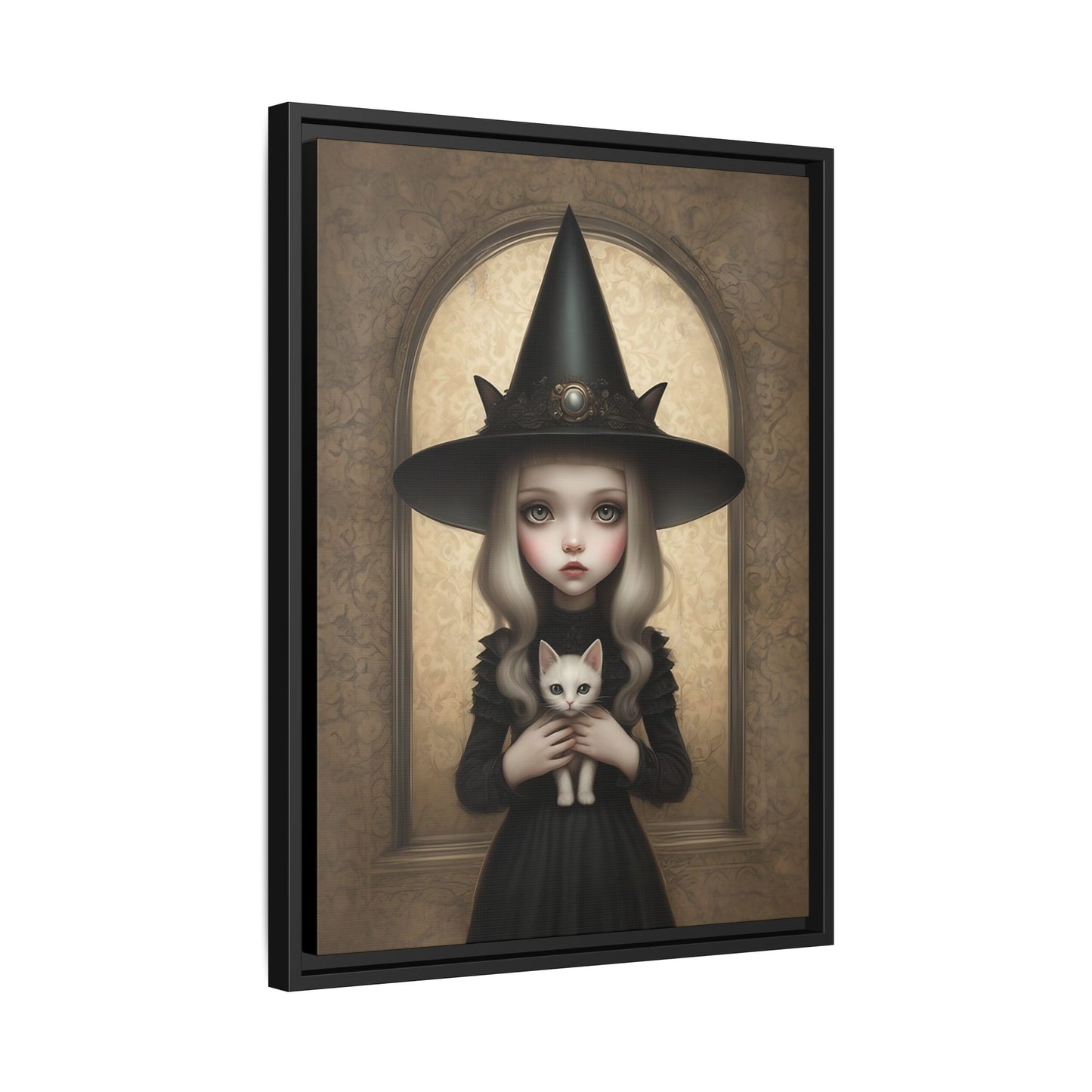 Witchcraft & Whiskers: Pop Gothic Mystique! dark art decor, gothic decor, goth decor, girl and cat, witchy art, spooky decor, cottagecore