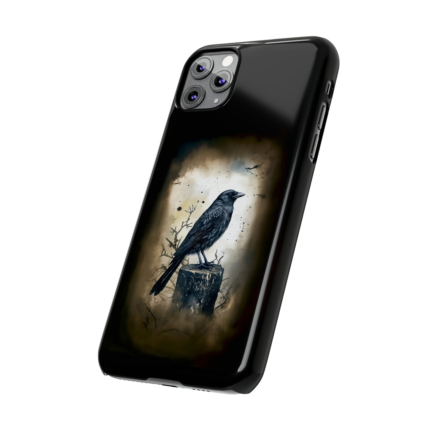 Raven Visage Black Raven Gothic Slim Phone Case iPhone 15 Pro Case Black iPhone Case Black iPhone 15 case 14 13 dark academia