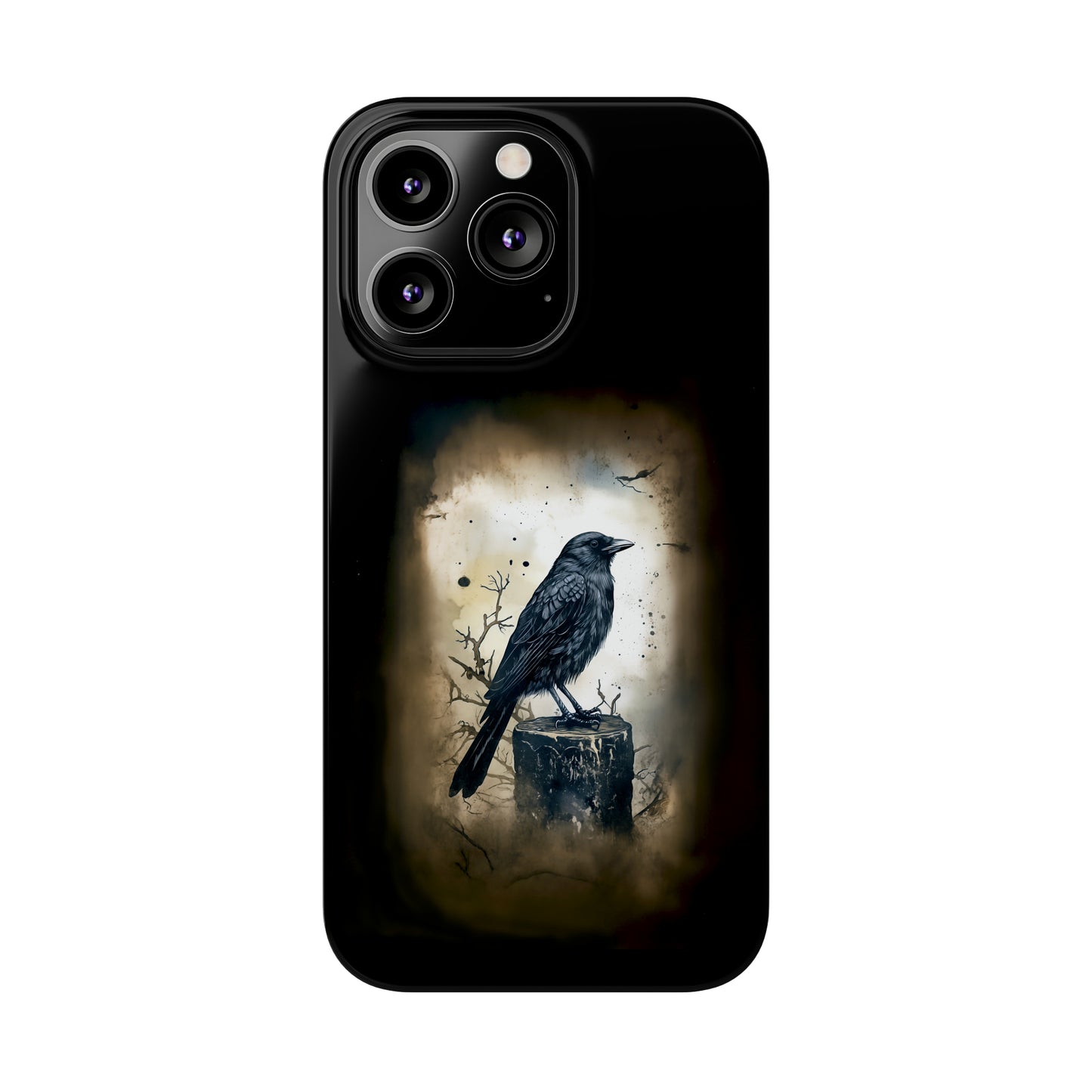 Raven Visage Black Raven Gothic Slim Phone Case iPhone 15 Pro Case Black iPhone Case Black iPhone 15 case 14 13 dark academia