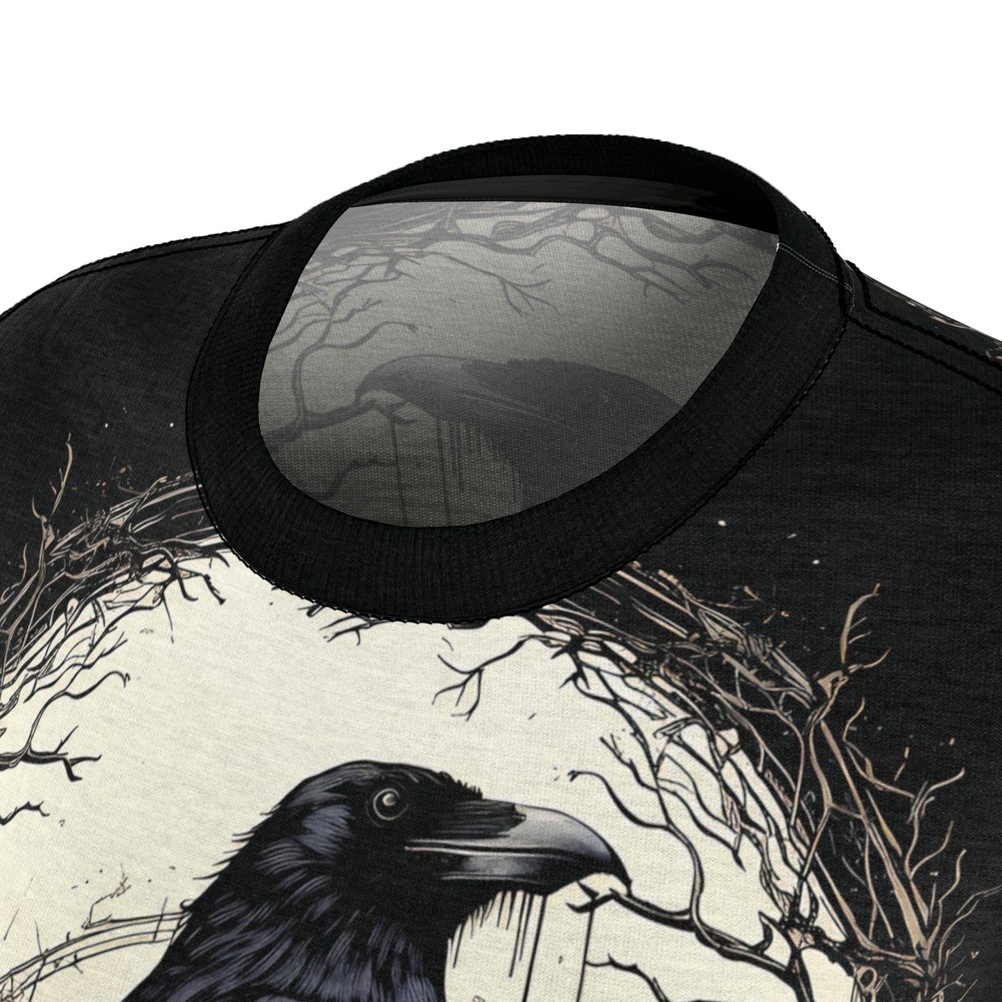 Night's Sentinel - My original art on a t-shirt. Black Gothic Raven T-shirt, raven t-shirt, gothic t-shirt, dark academia, womens, women's