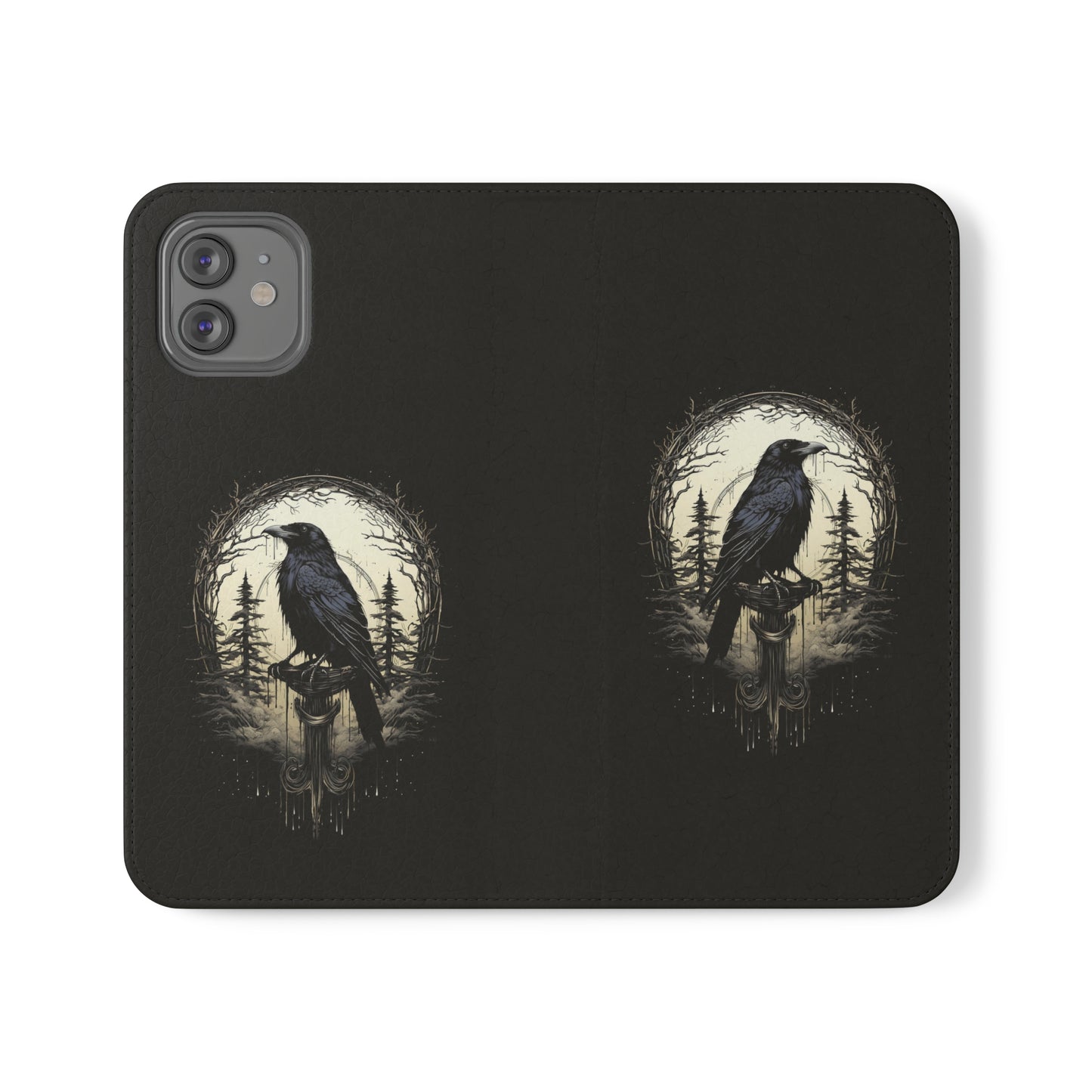 Night's Sentinel Flip Case Phone Case Gothic Raven Flip Phone Case Dark Academia Phone Case Dark Art Flip Case s22 s21 iphone 13 12 11